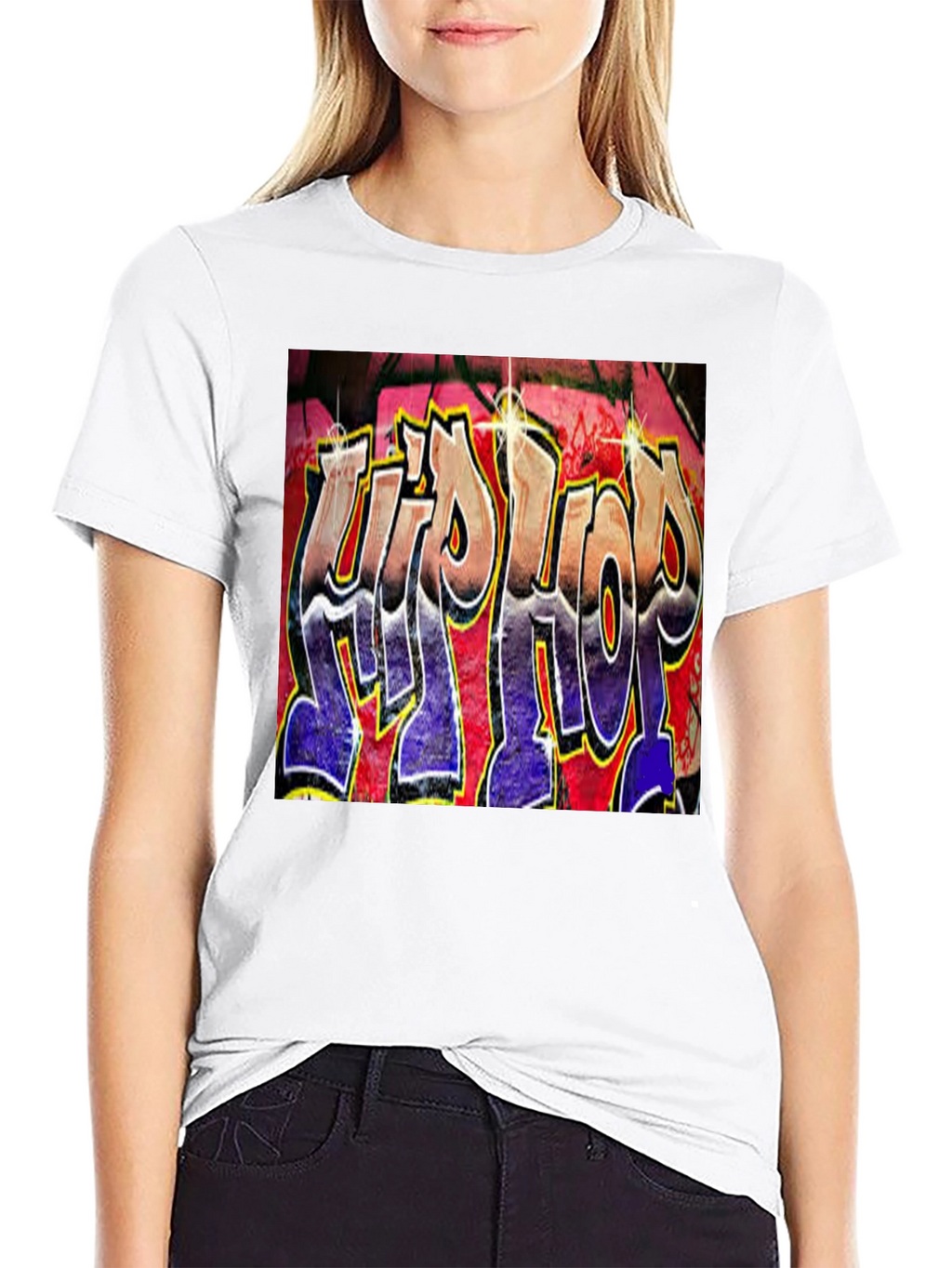 Hip Hop Graffiti Graphic T-Shirt - Trendy Black Tee