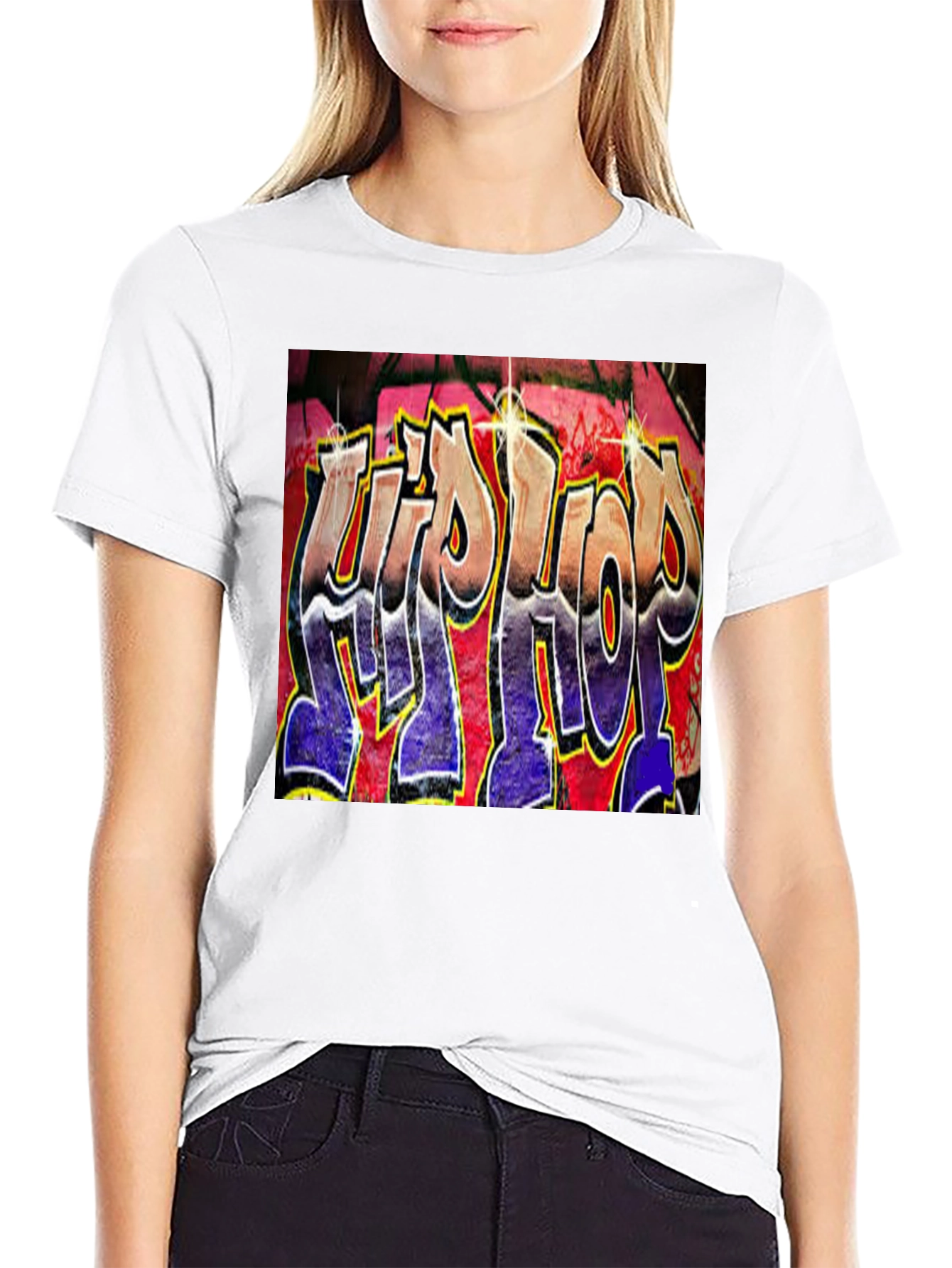 Hip Hop Graffiti Graphic T-Shirt - Trendy Black Tee