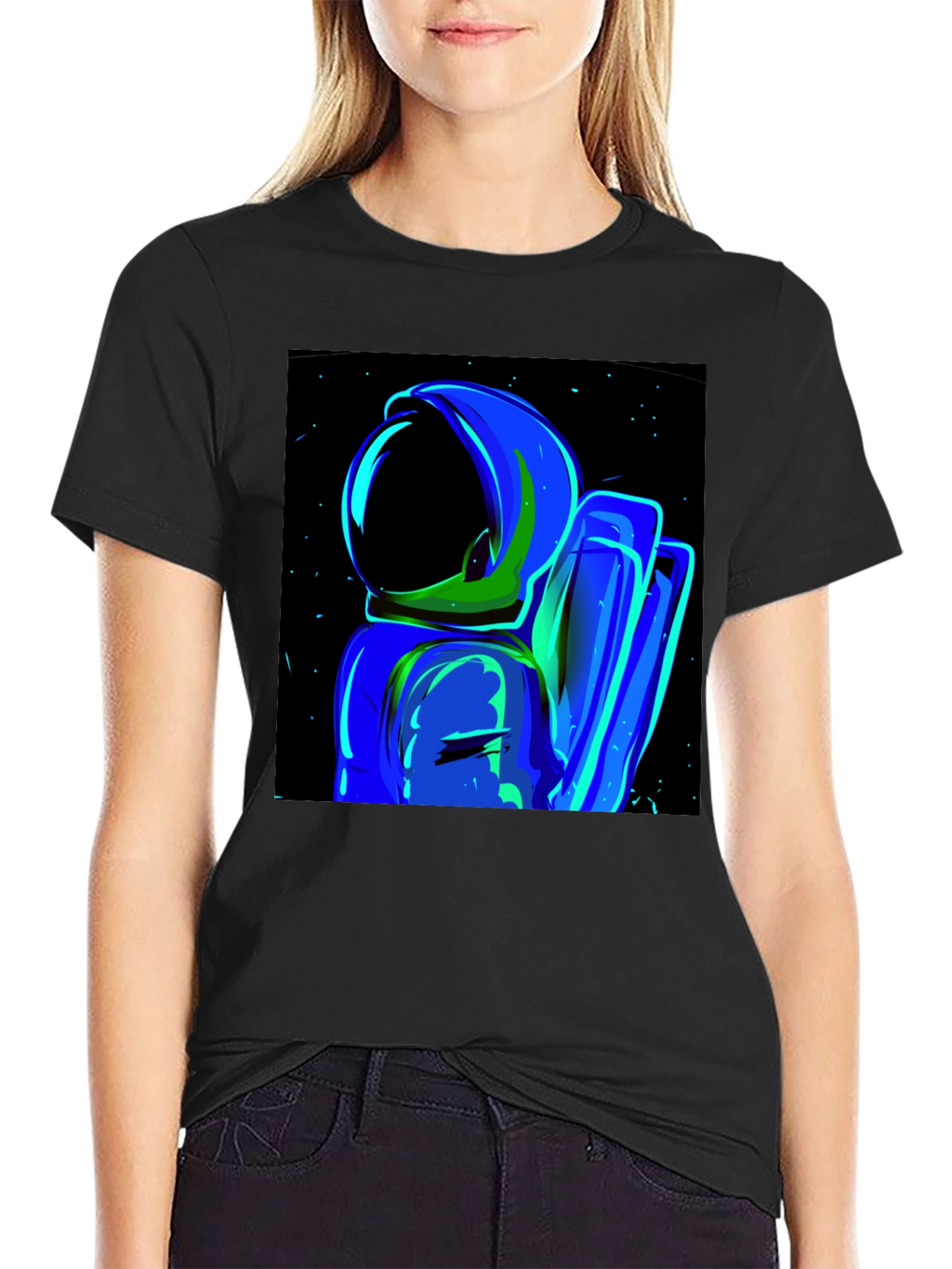 Astronaut Graphic Tee - Stylish Black Cotton T-Shirt