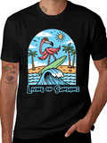 Living on Sunshine Flamingo Surf T-Shirt