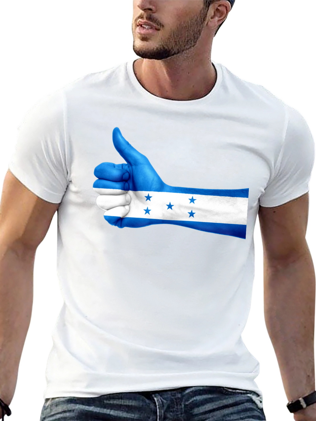 Honduras Flag Thumbs Up Graphic Tee - Black