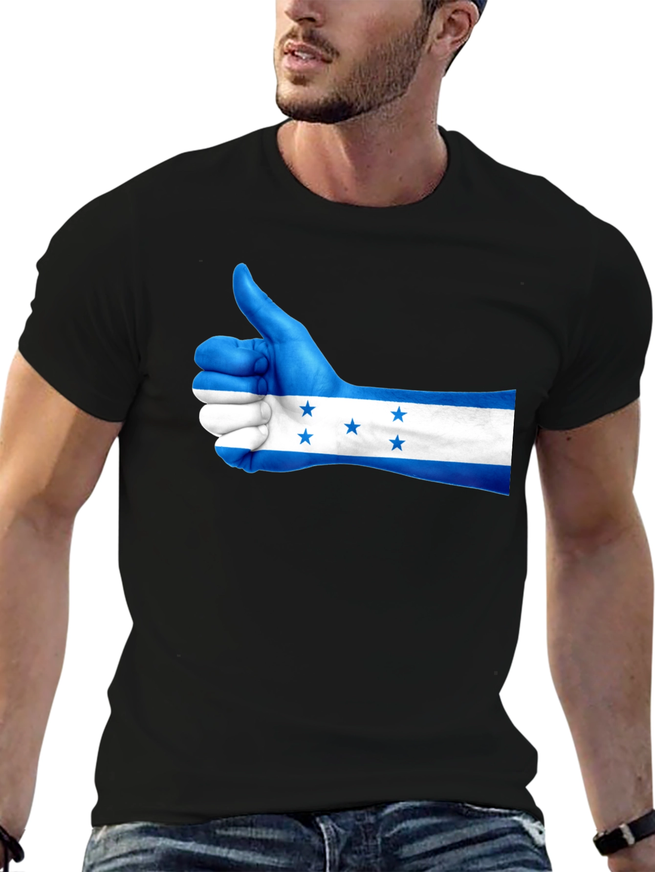 Honduras Flag Thumbs Up Graphic Tee - Black