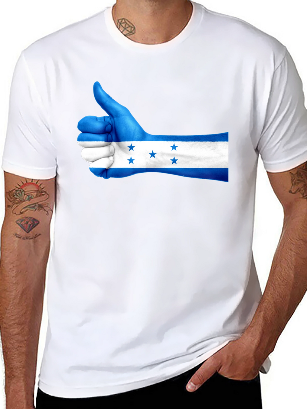 Honduras Flag Thumbs Up Graphic Tee - Black