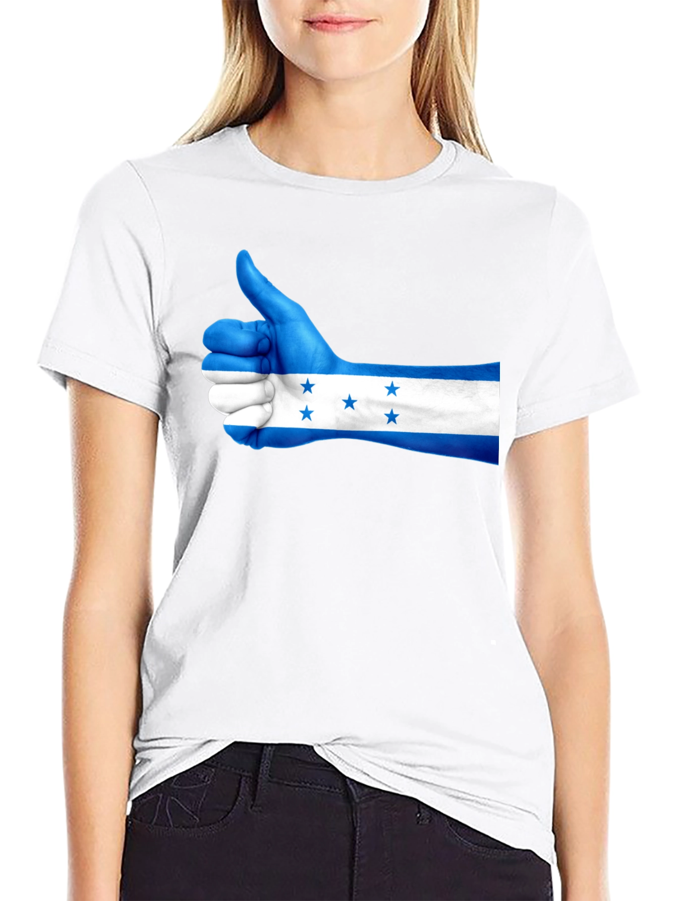 Honduras Flag Thumbs Up Graphic Tee - Black