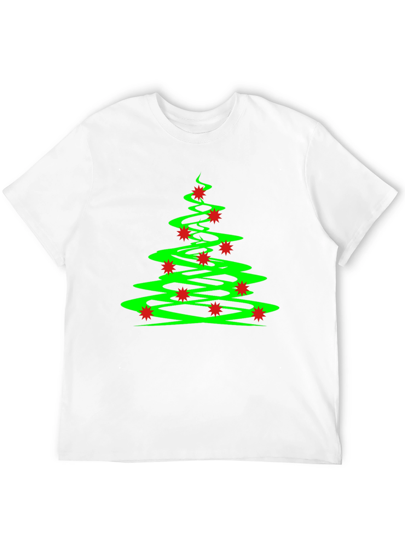Festive Christmas Tree Graphic Tee - Black Cotton
