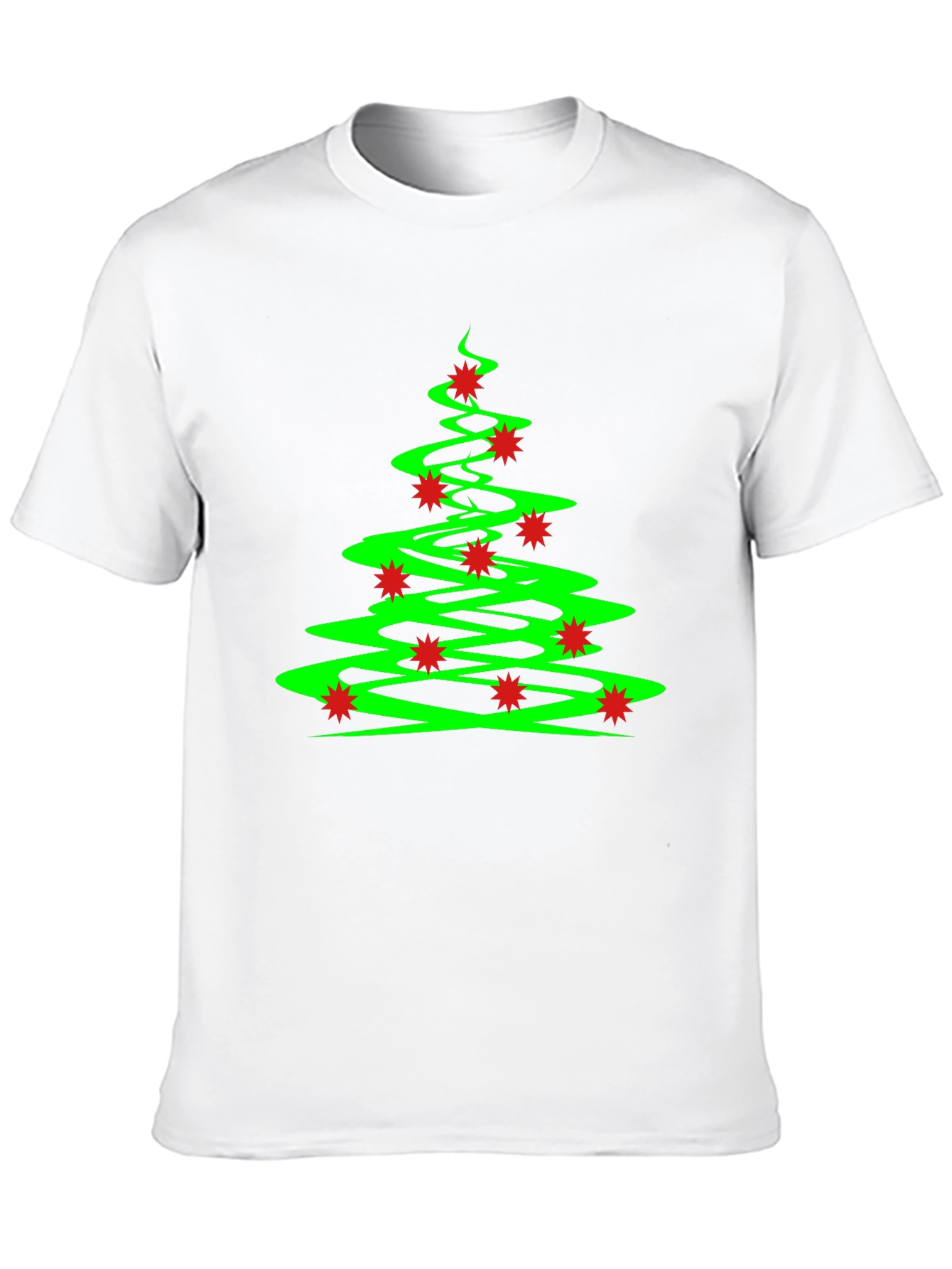 Festive Christmas Tree Graphic Tee - Black Cotton