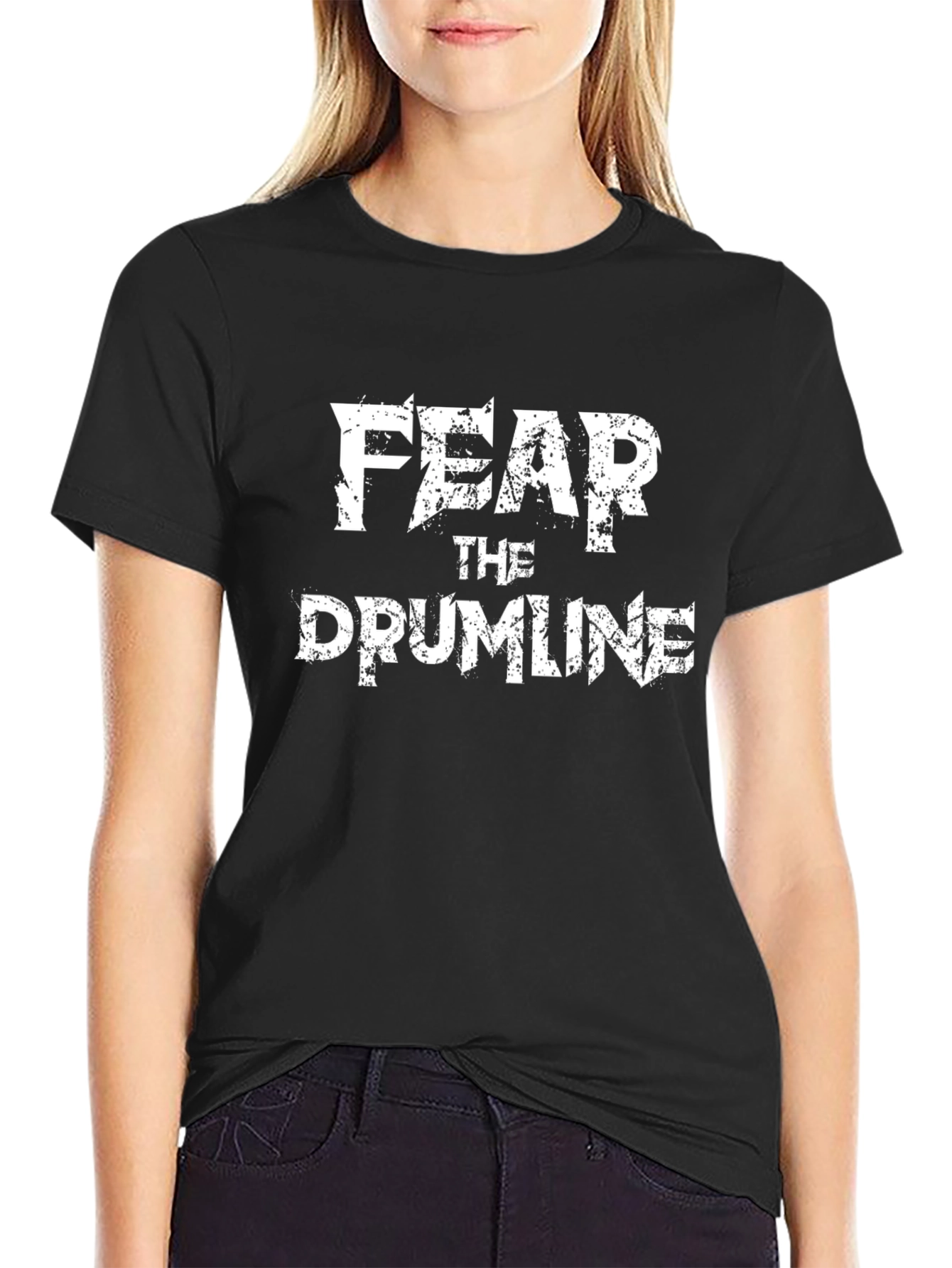 Fear the Drumline Black Cotton Graphic T-Shirt