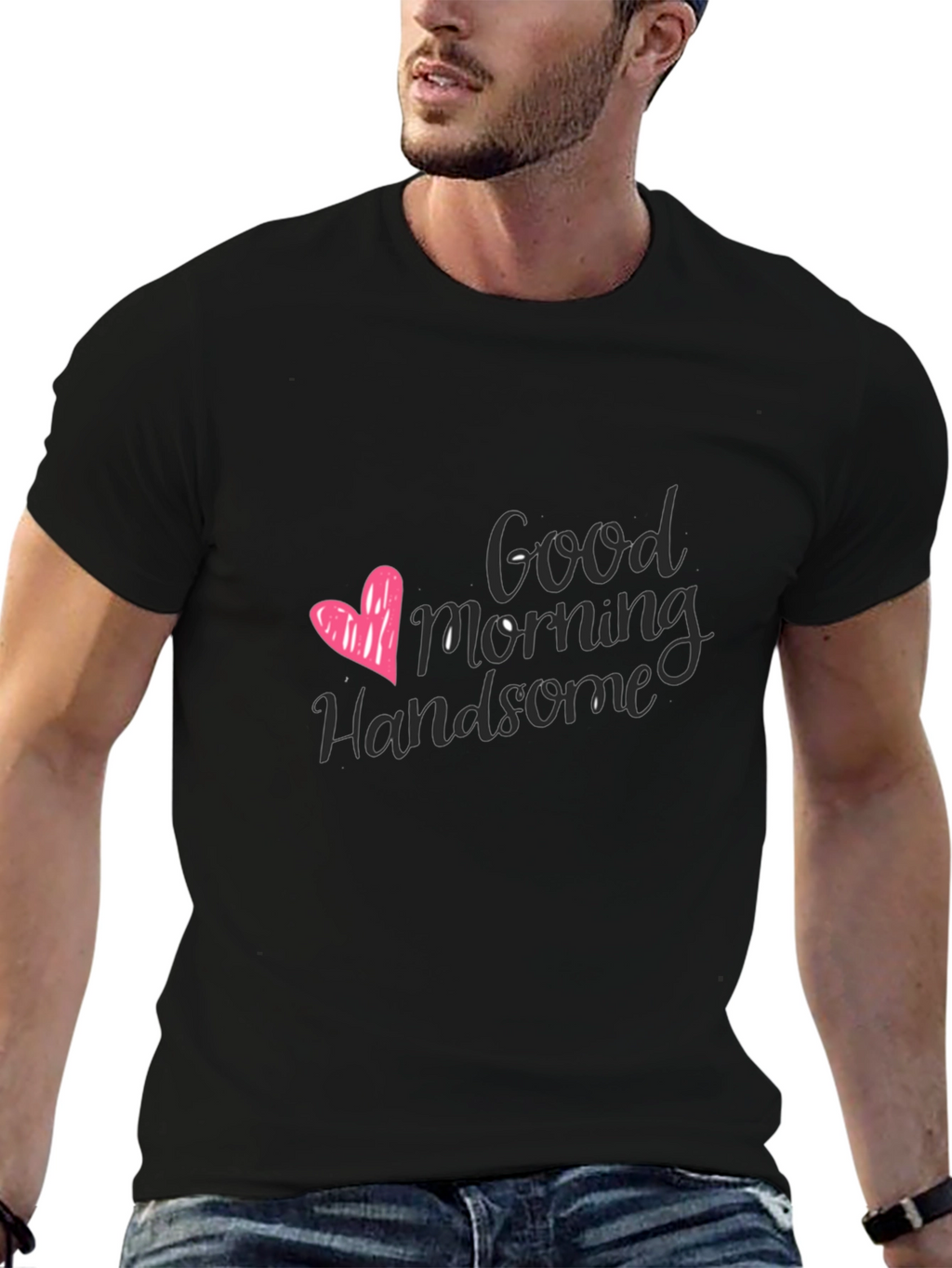 Good Morning Handsome Graphic Tee - Black