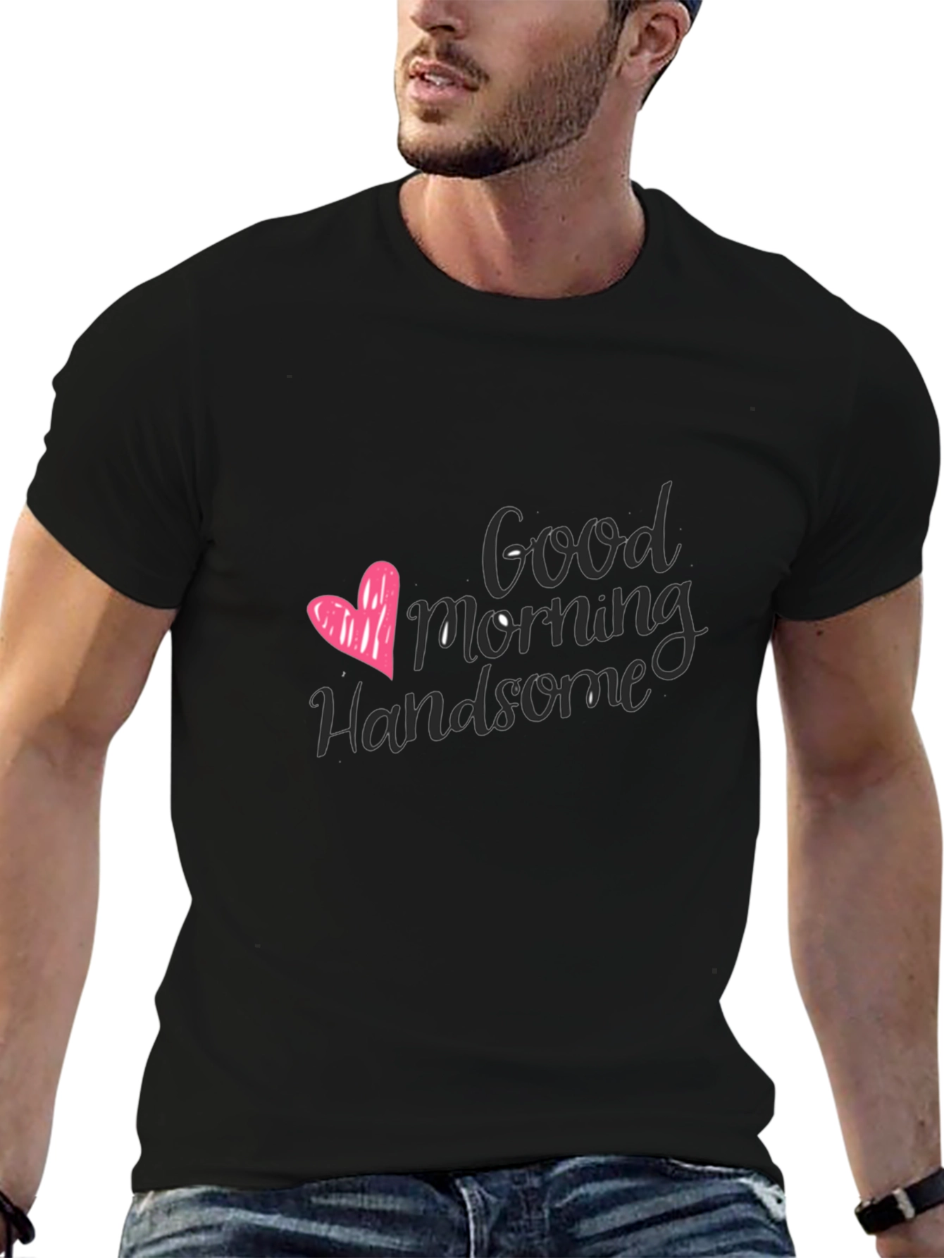 Good Morning Handsome Graphic Tee - Black