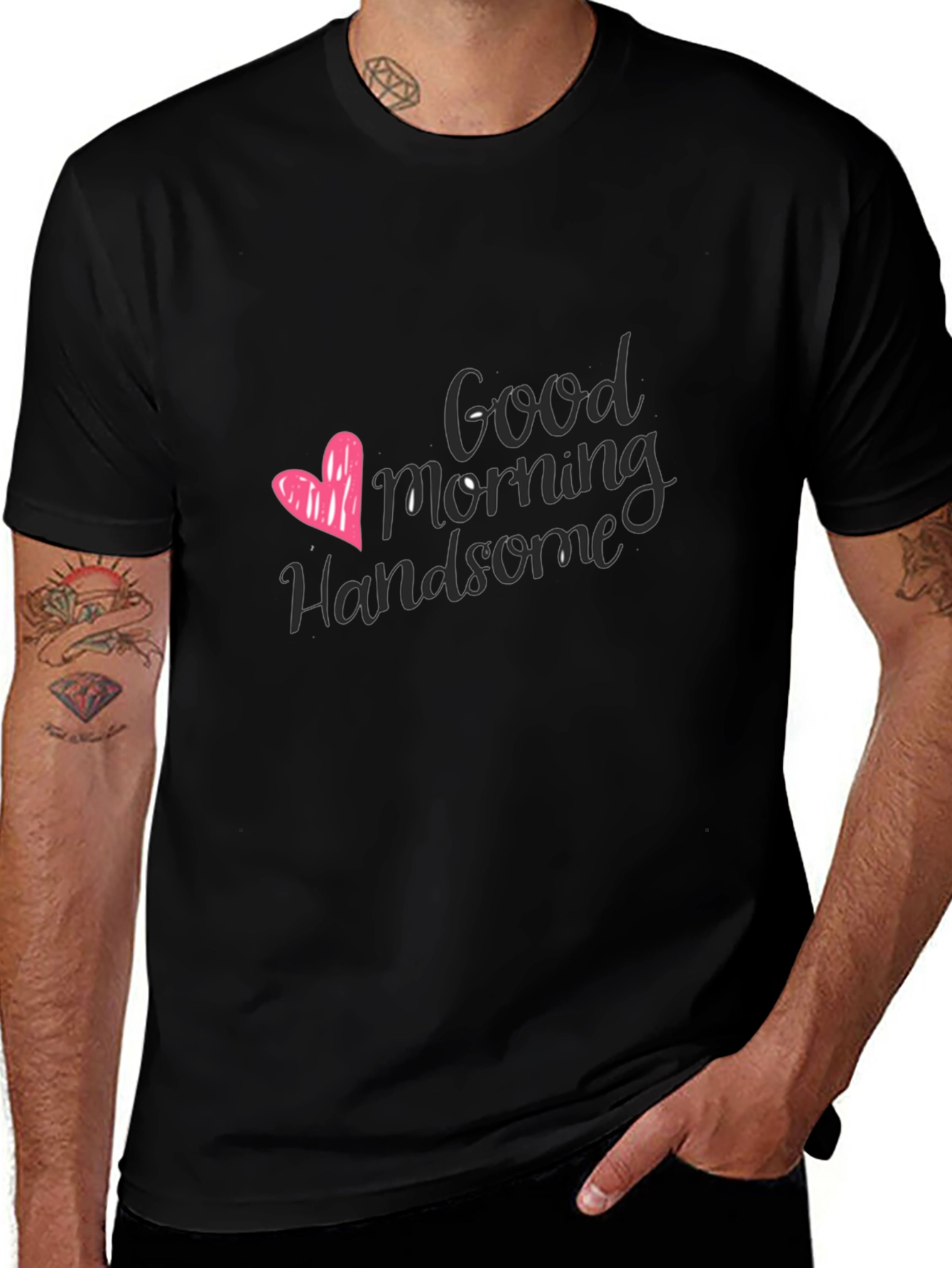 Good Morning Handsome Graphic Tee - Black