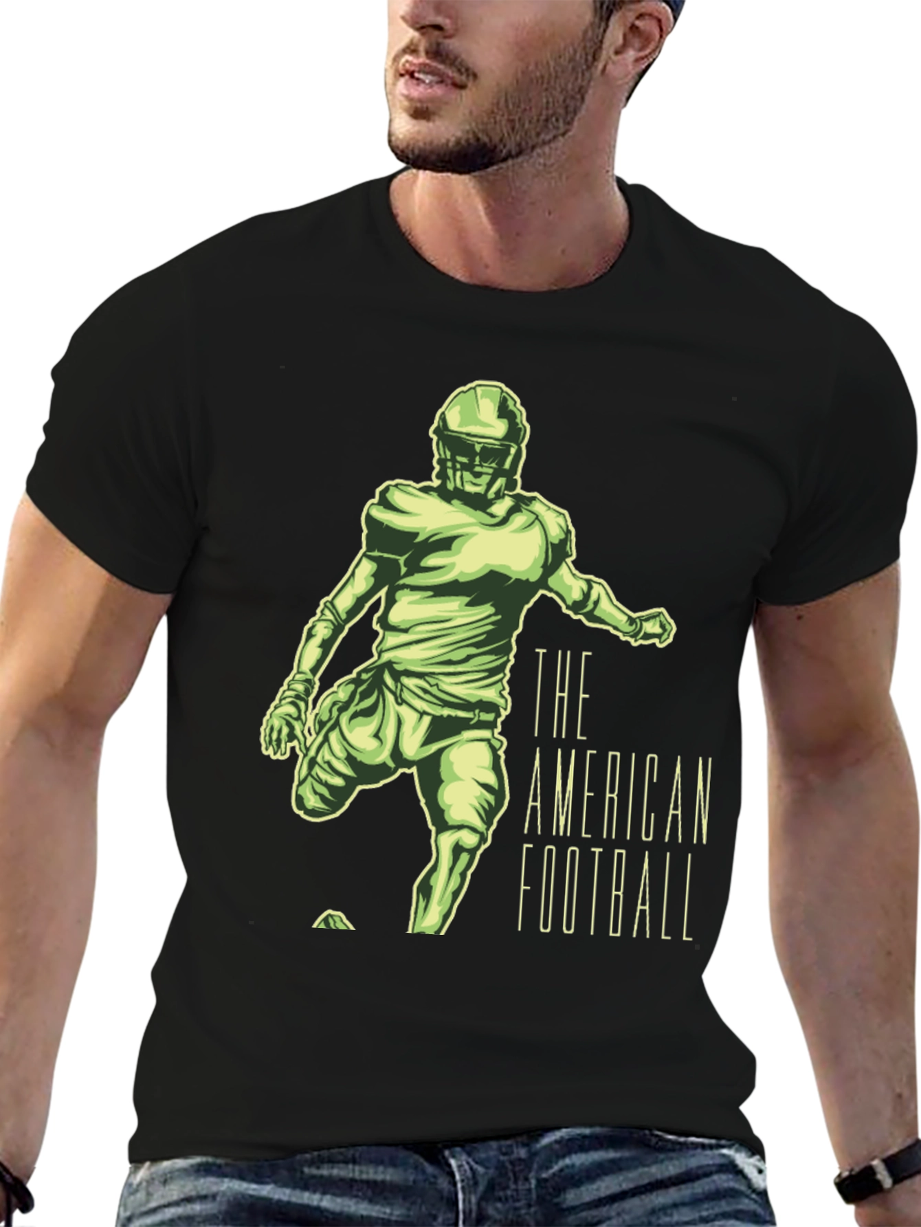 American Football Player Graphic Tee - Black