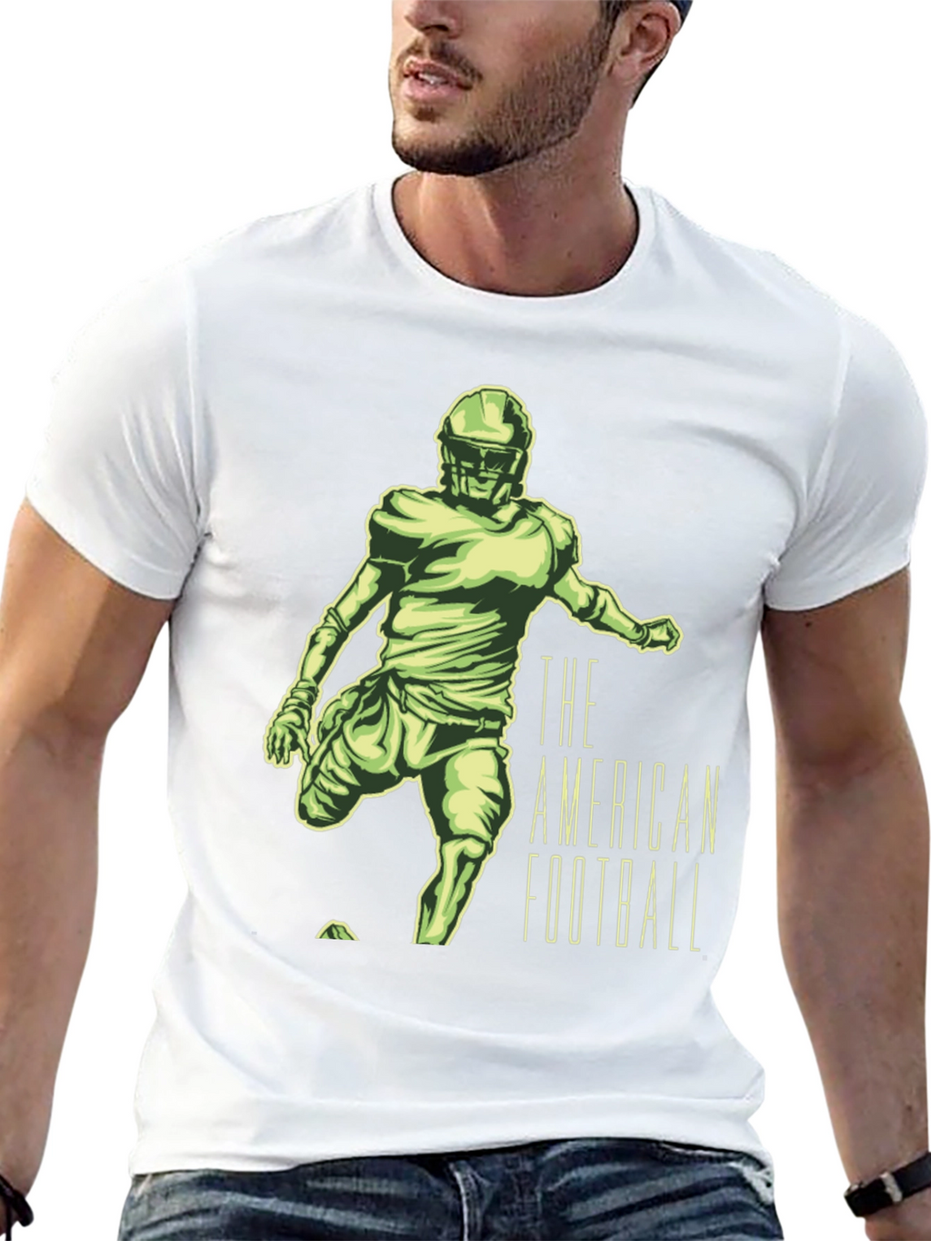 American Football Player Graphic Tee - Black