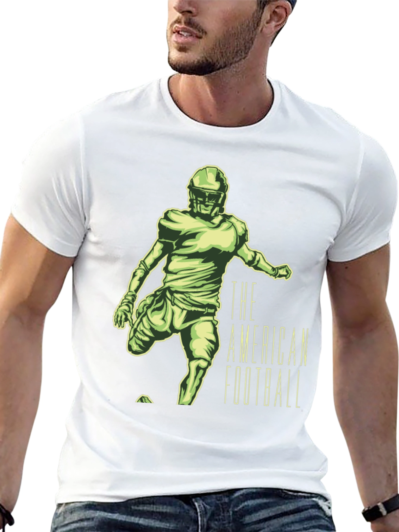 American Football Player Graphic Tee - Black