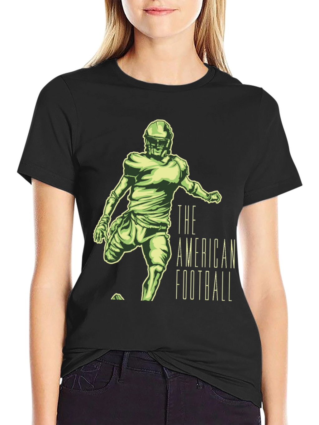 American Football Player Graphic Tee - Black