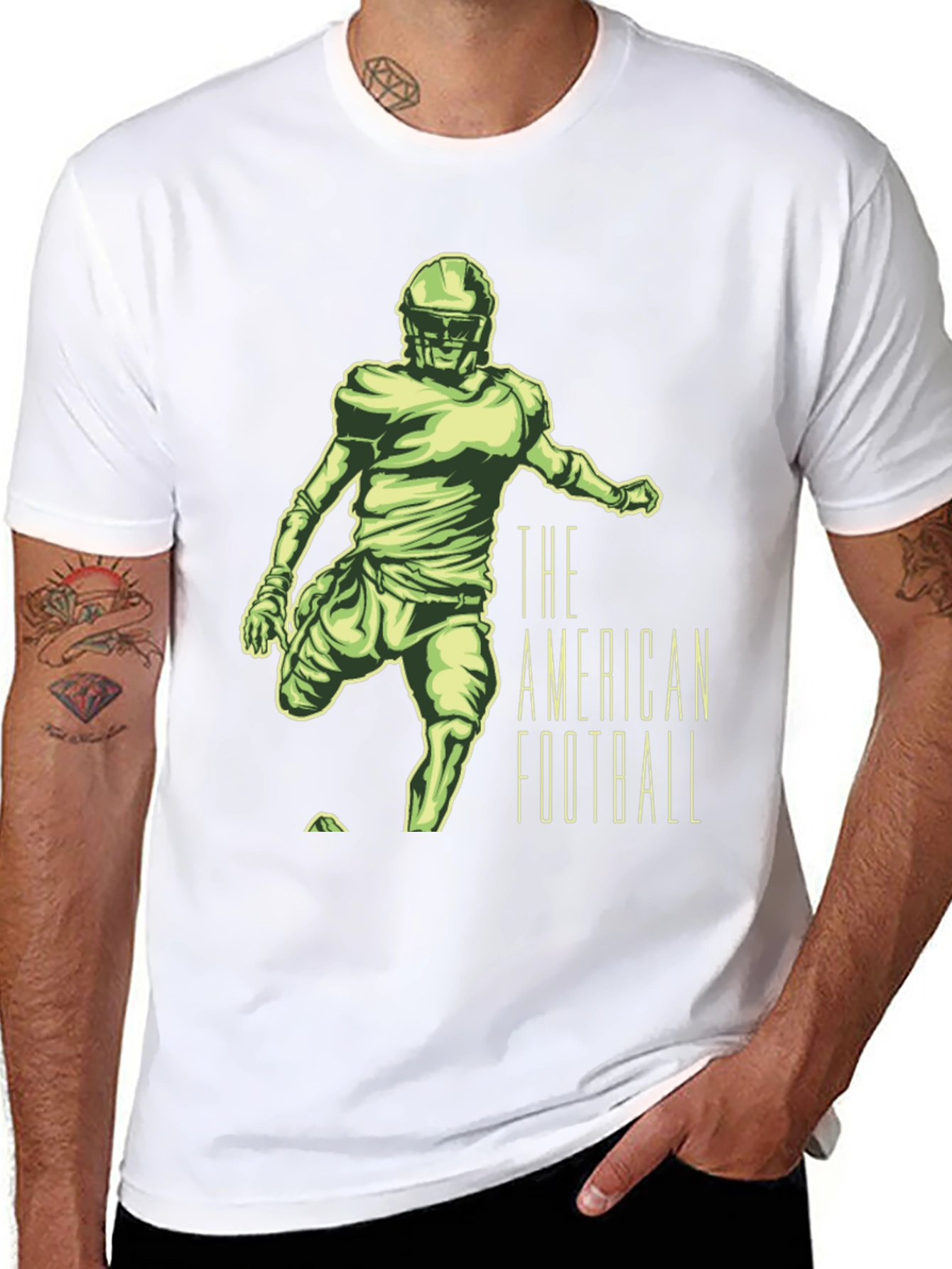 American Football Player Graphic Tee - Black