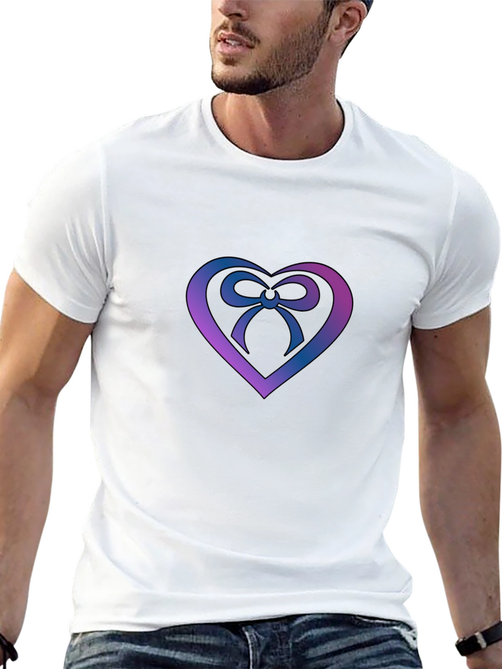 Heart Bow Graphic Tee - Stylish Menswear