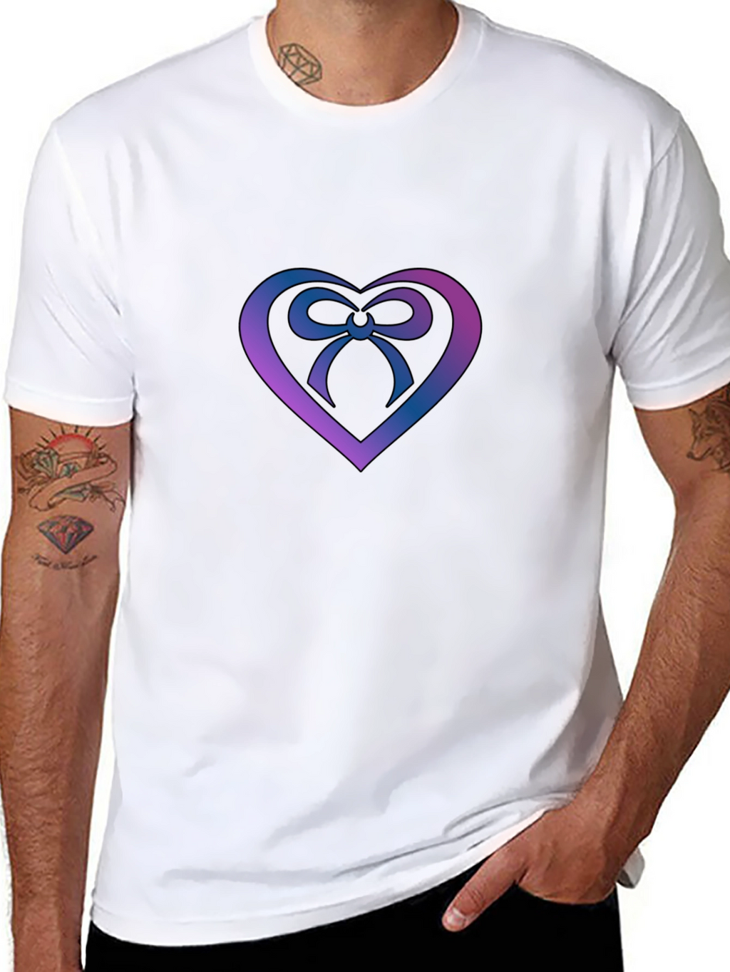 Heart Bow Graphic Tee - Stylish Menswear