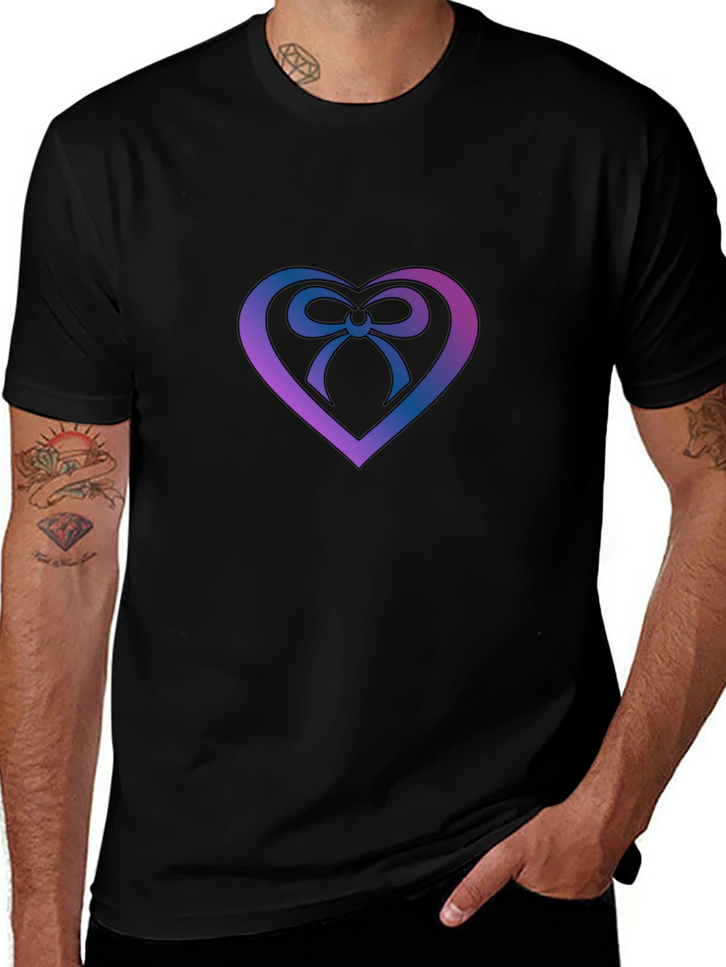 Heart Bow Graphic Tee - Stylish Menswear