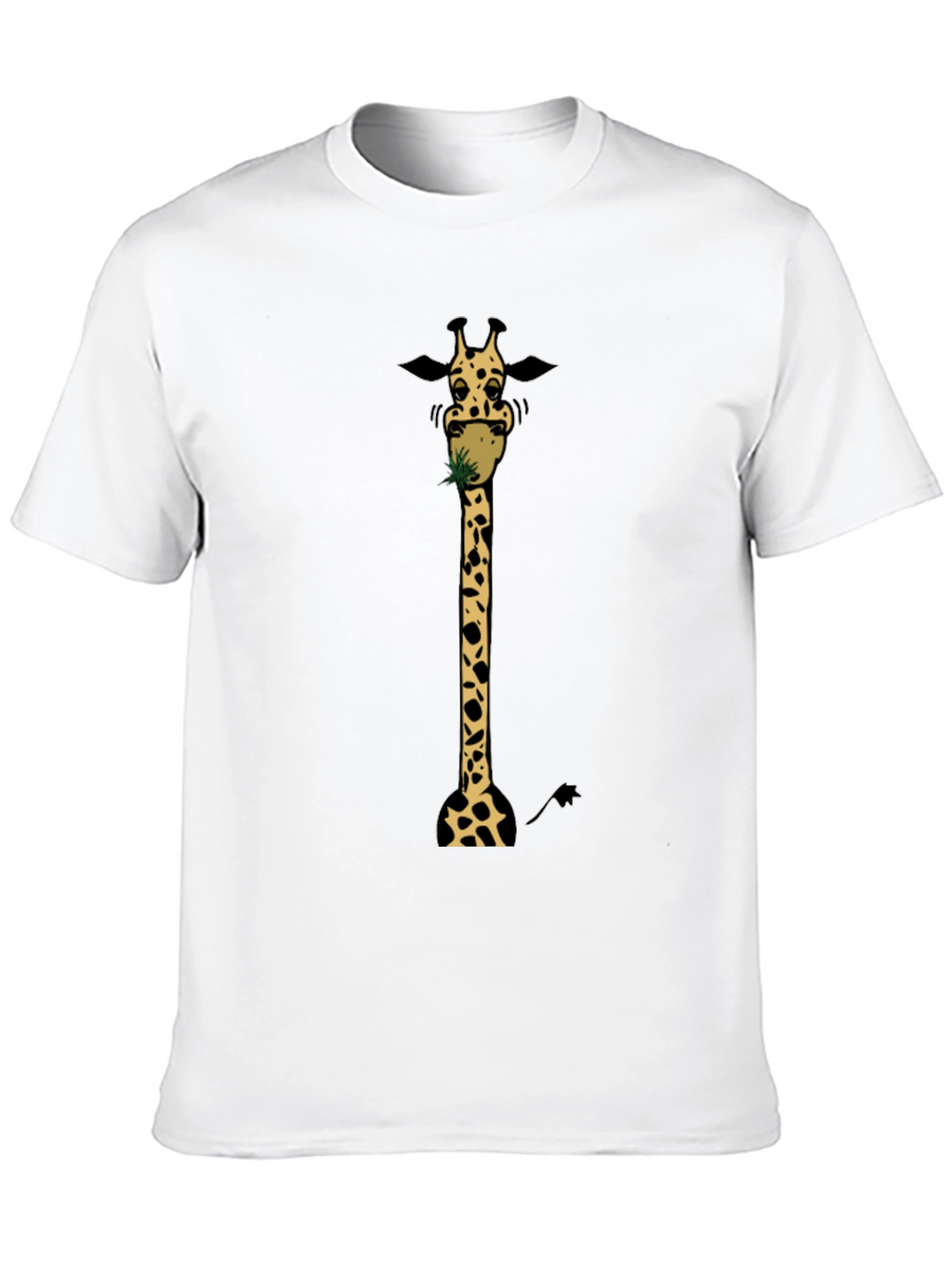 Giraffe Eating Graphic Tee - Black Cotton T-Shirt