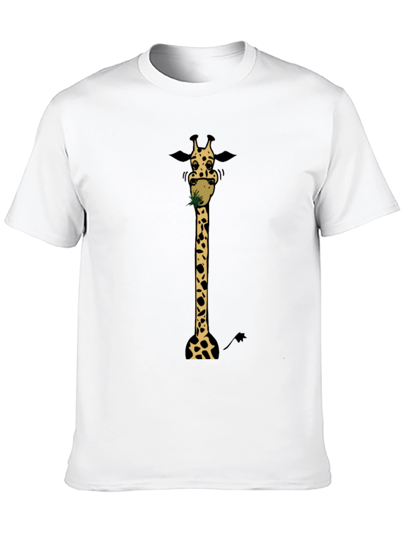 Giraffe Eating Graphic Tee - Black Cotton T-Shirt