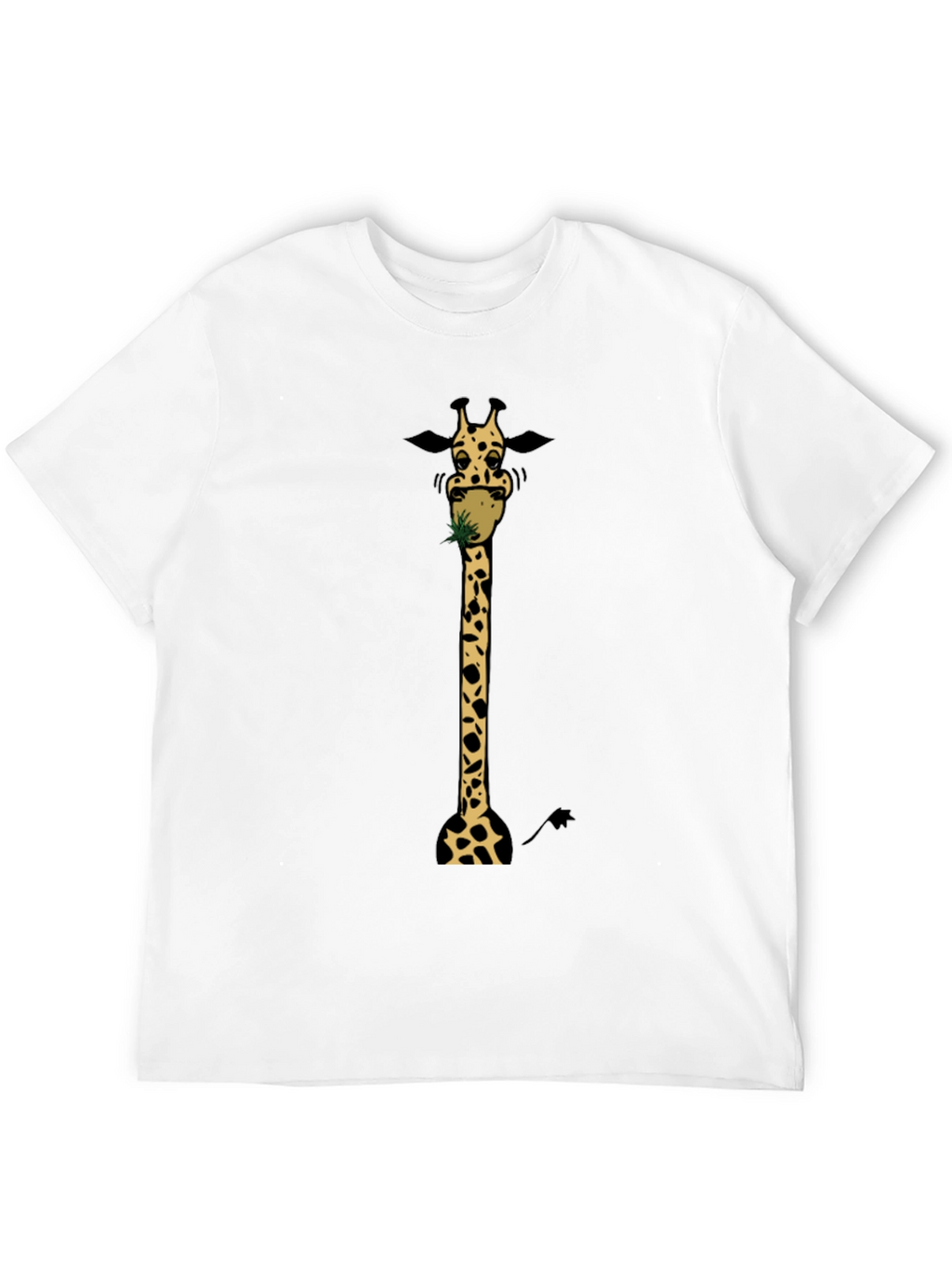 Giraffe Eating Graphic Tee - Black Cotton T-Shirt