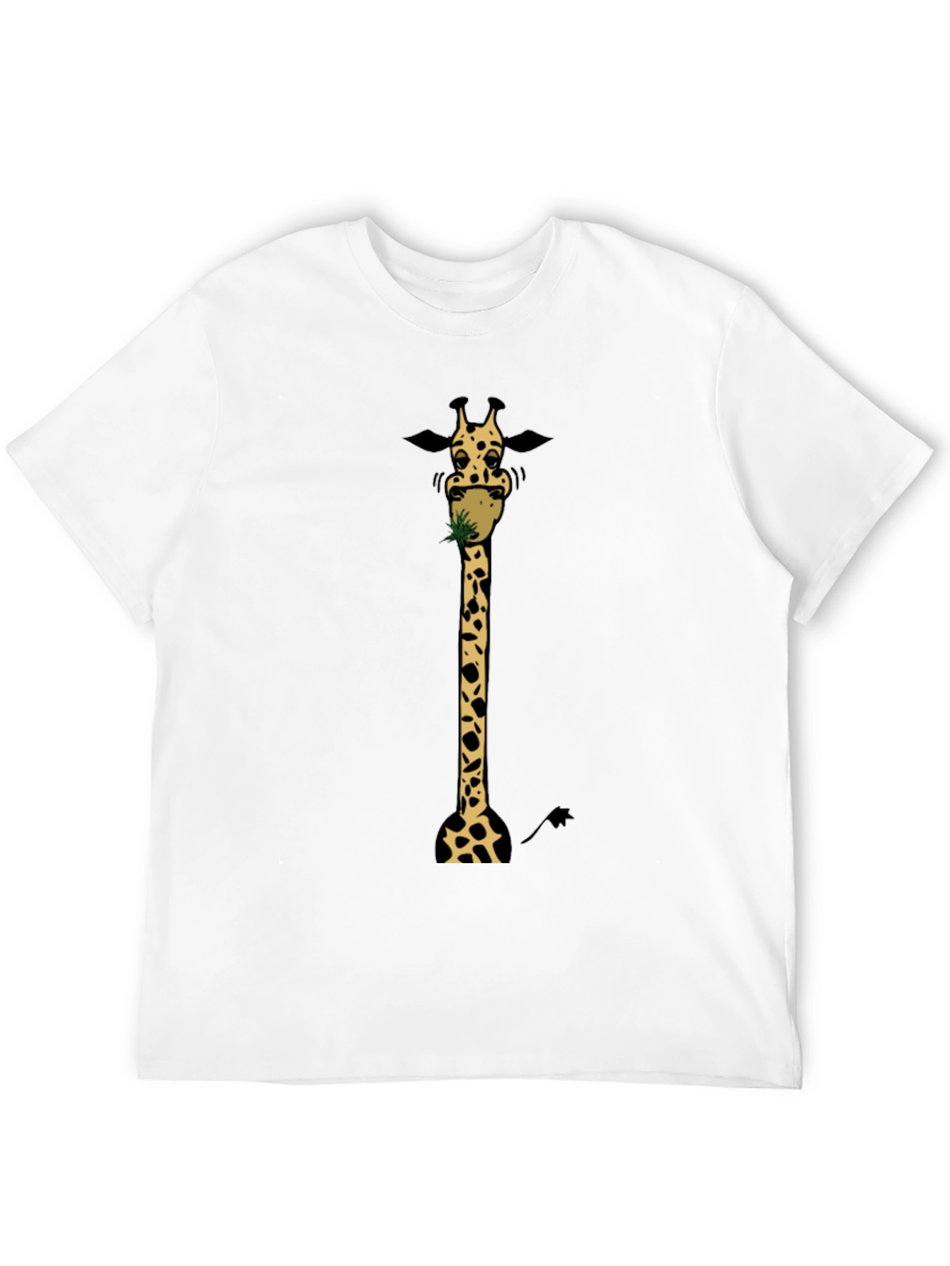 Giraffe Eating Graphic Tee - Black Cotton T-Shirt