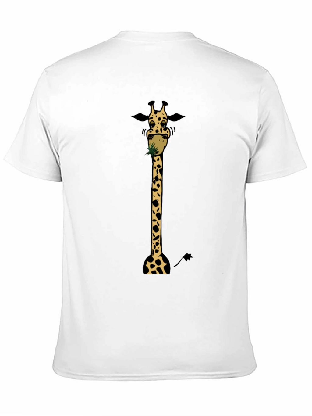 Giraffe Eating Graphic Tee - Black Cotton T-Shirt