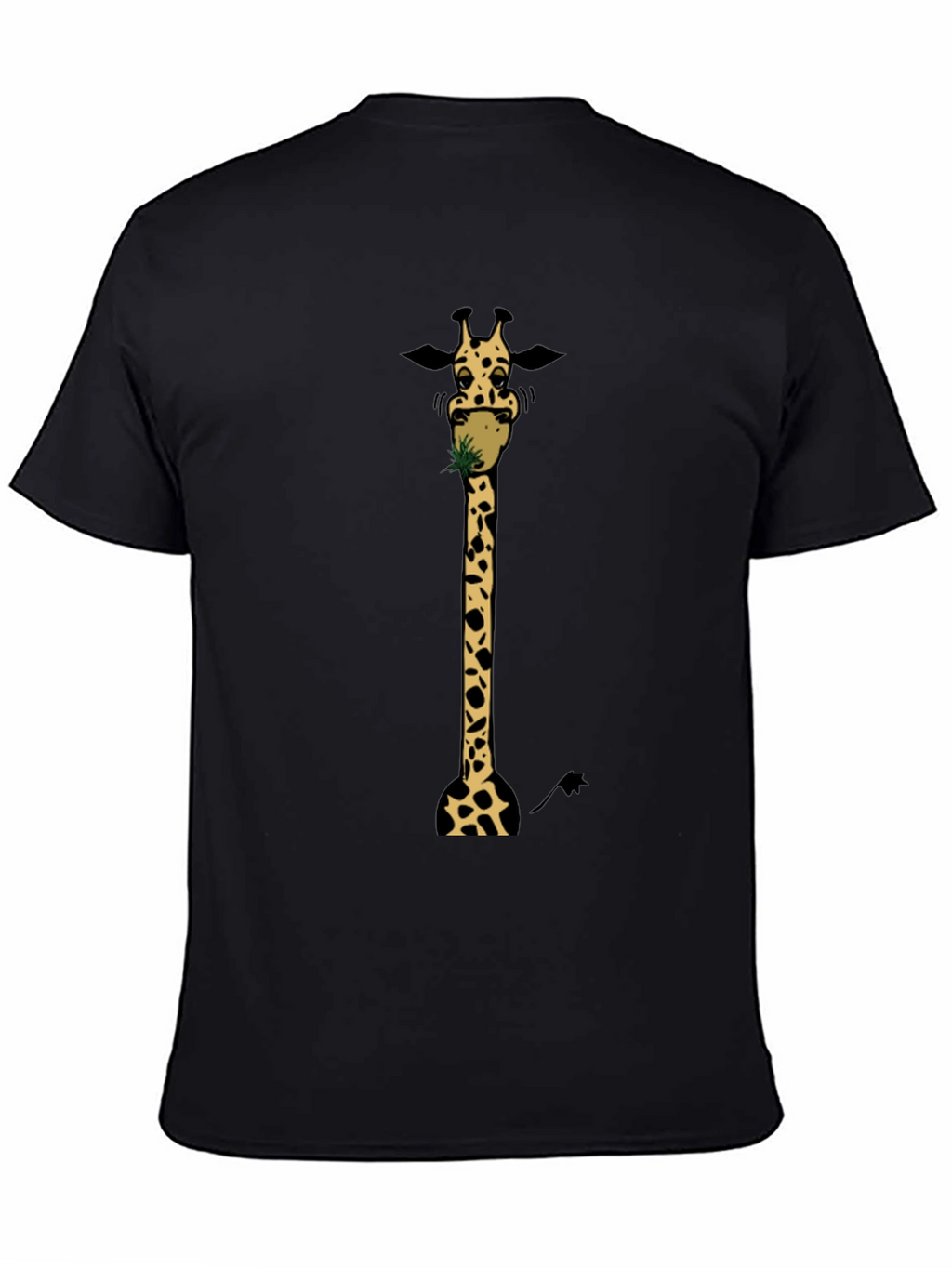 Giraffe Eating Graphic Tee - Black Cotton T-Shirt