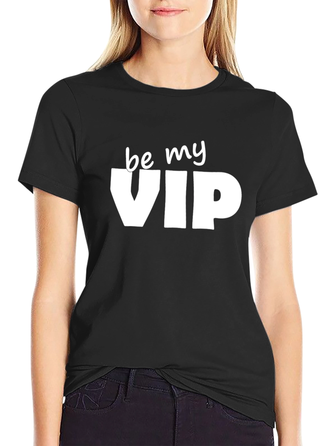 Be My VIP Graphic Tee - Black Crewneck T-Shirt
