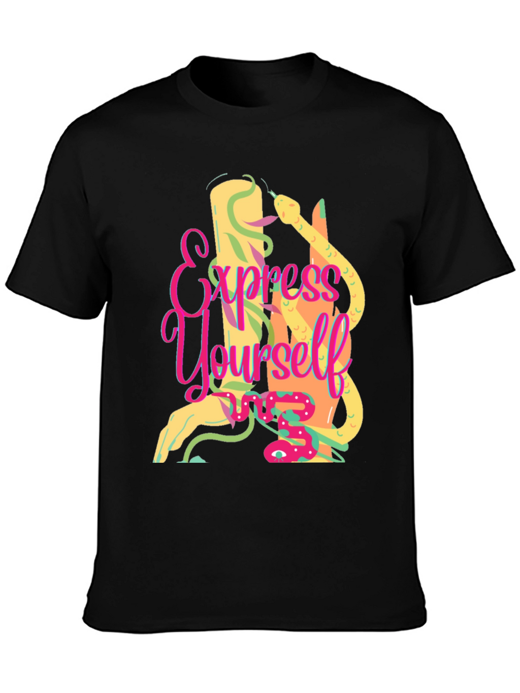 Express Yourself Graphic Tee - Black Cotton T-Shirt
