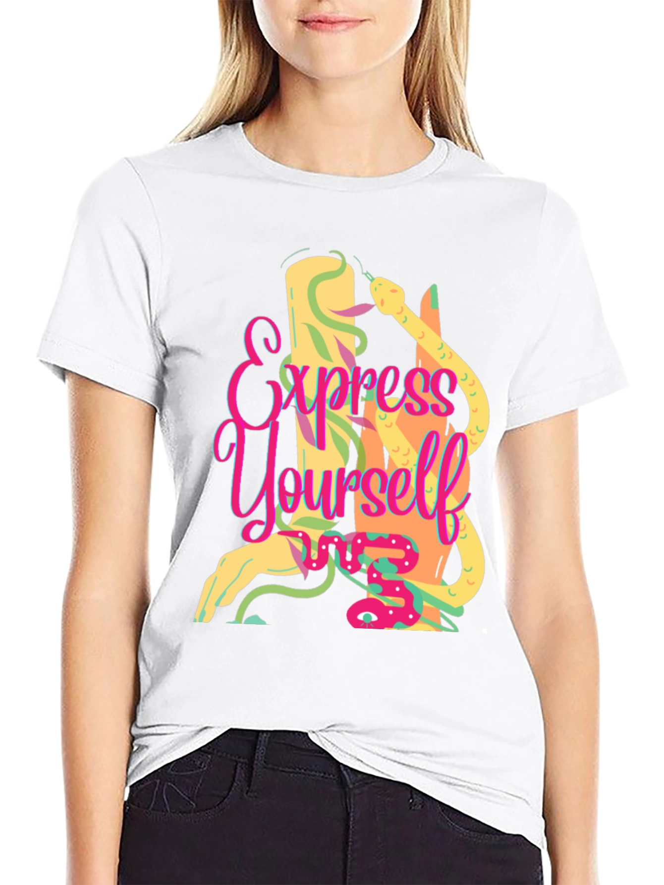 Express Yourself Graphic Tee - Black Cotton T-Shirt