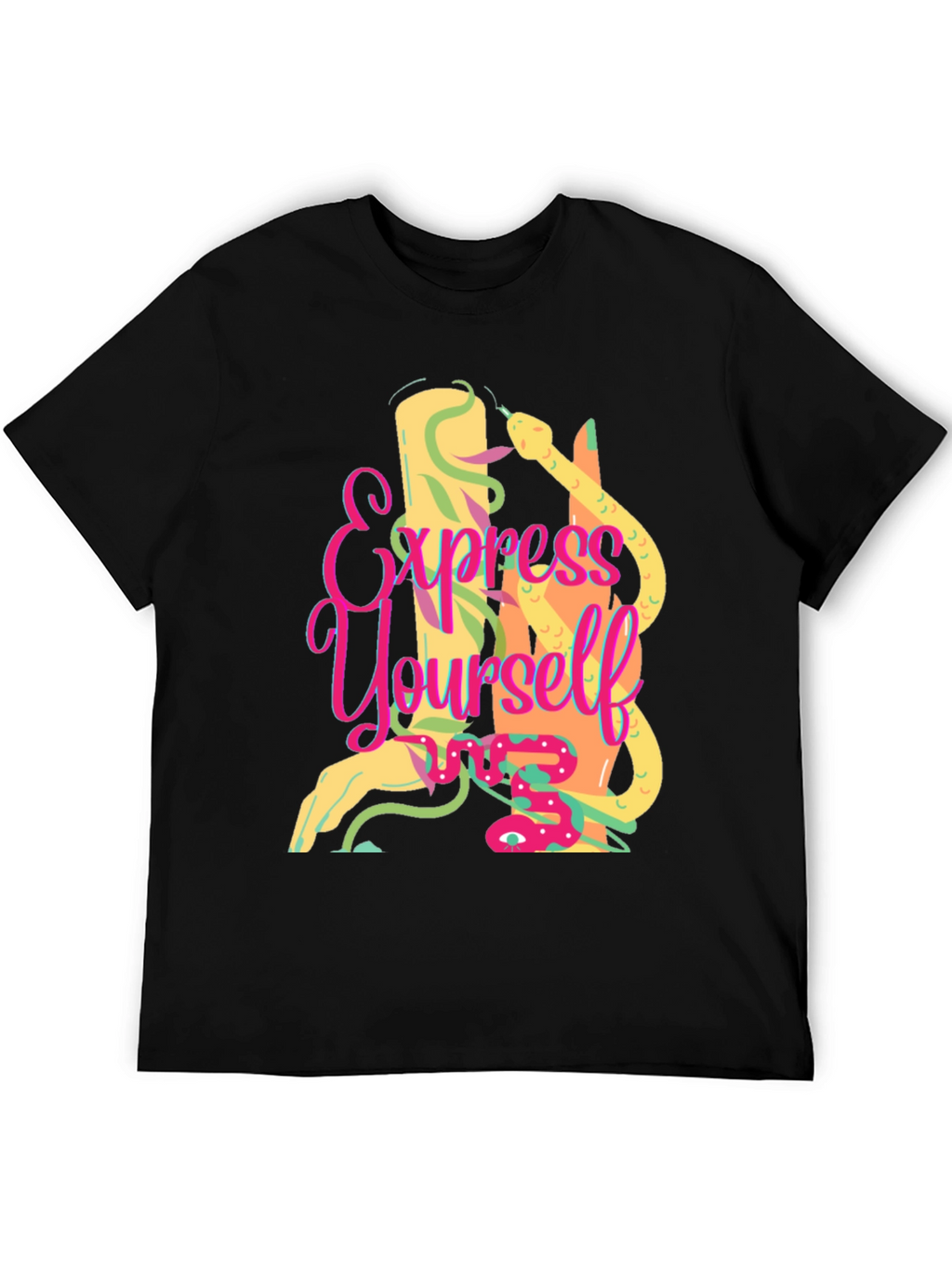 Express Yourself Graphic Tee - Black Cotton T-Shirt