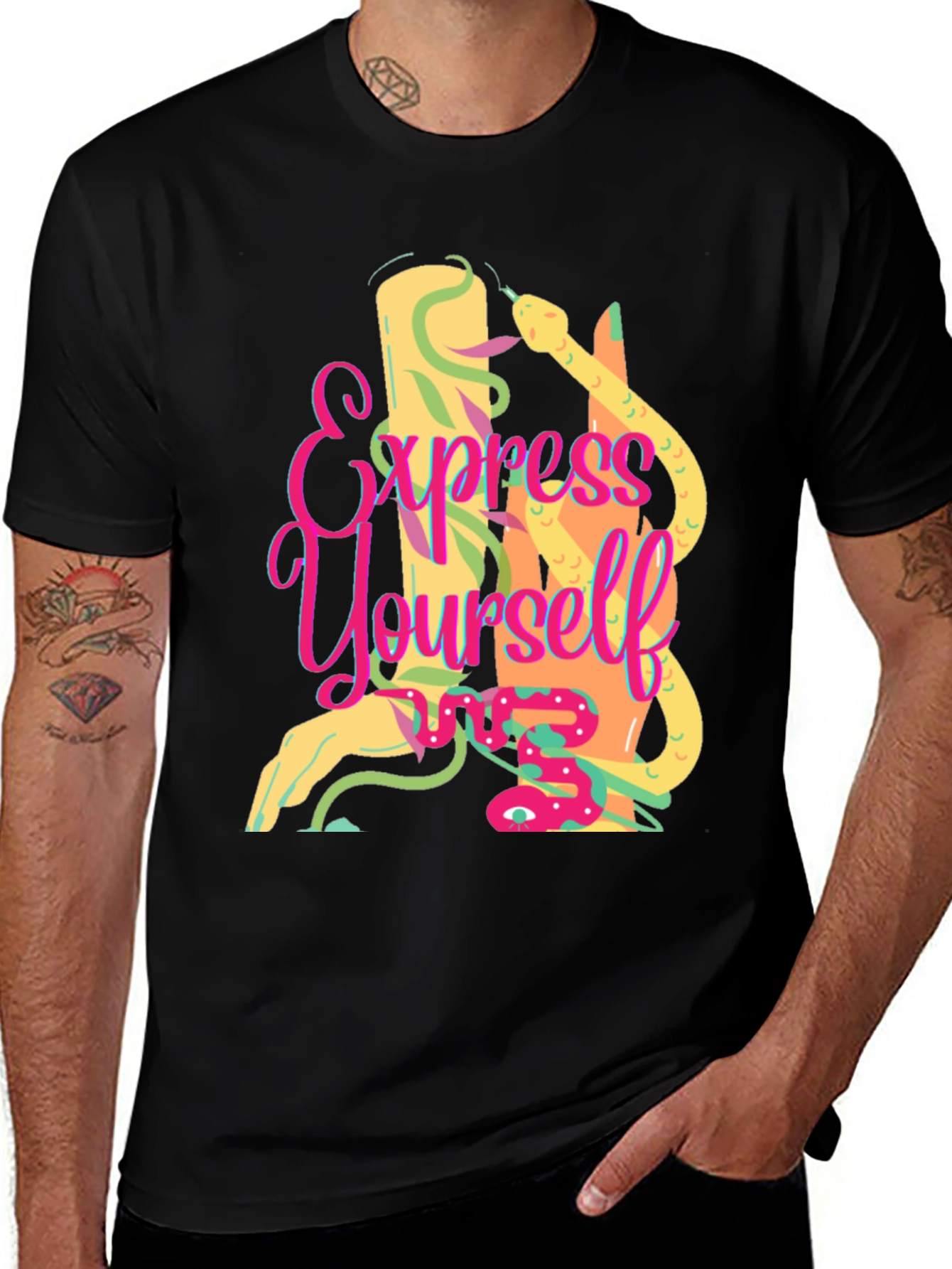 Express Yourself Graphic Tee - Black Cotton T-Shirt