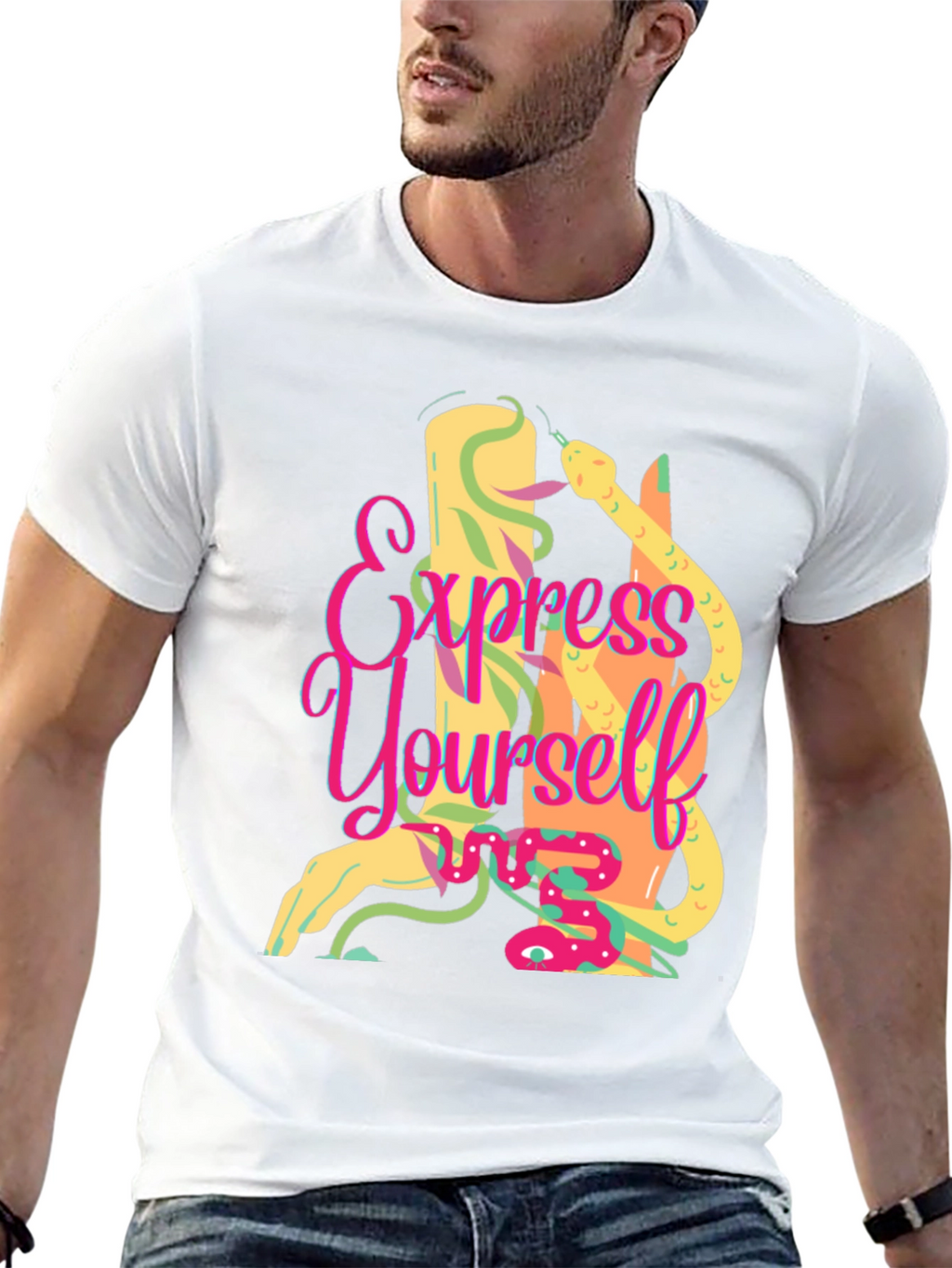 Express Yourself Graphic Tee - Black Cotton T-Shirt