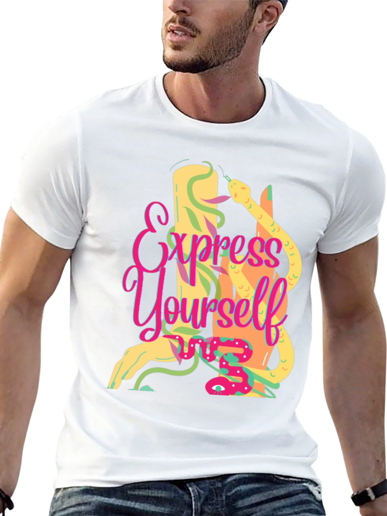 Express Yourself Graphic Tee - Black Cotton T-Shirt