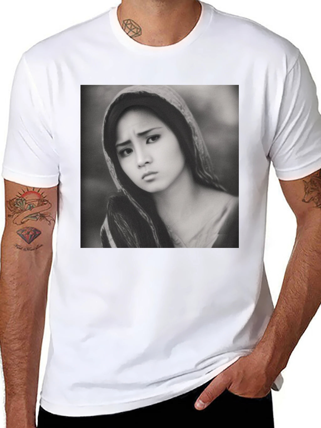 Monochrome Portrait Tee - Classic Style