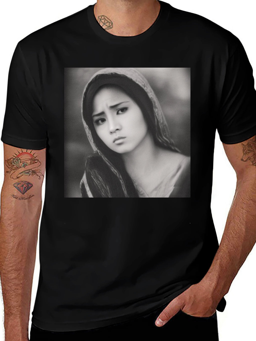 Monochrome Portrait Tee - Classic Style