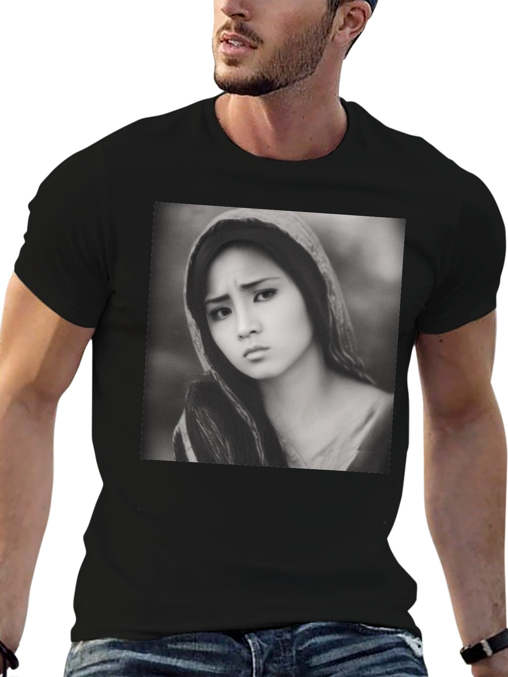 Monochrome Portrait Tee - Classic Style