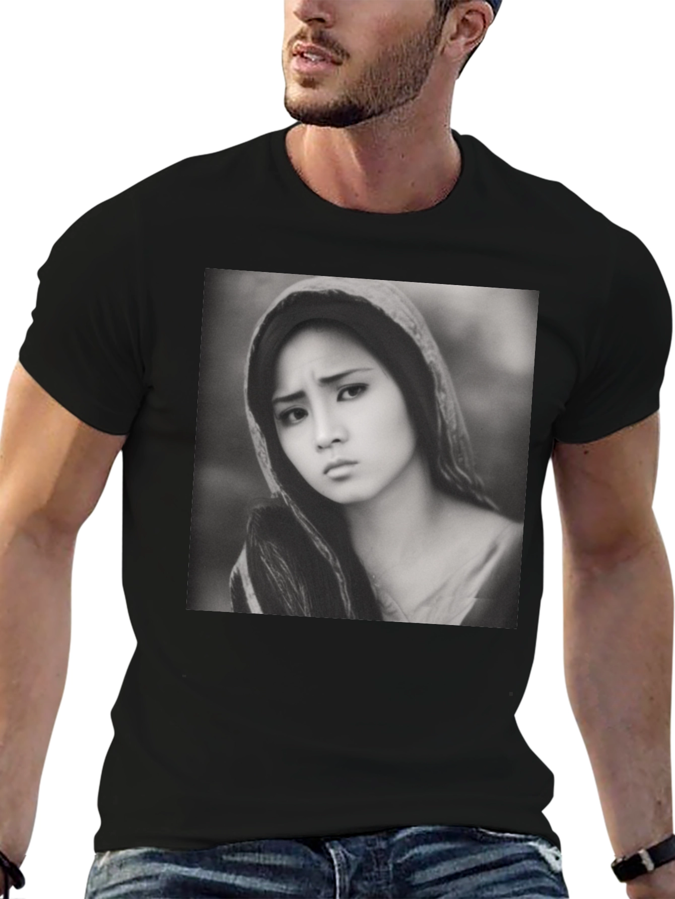 Monochrome Portrait Tee - Classic Style