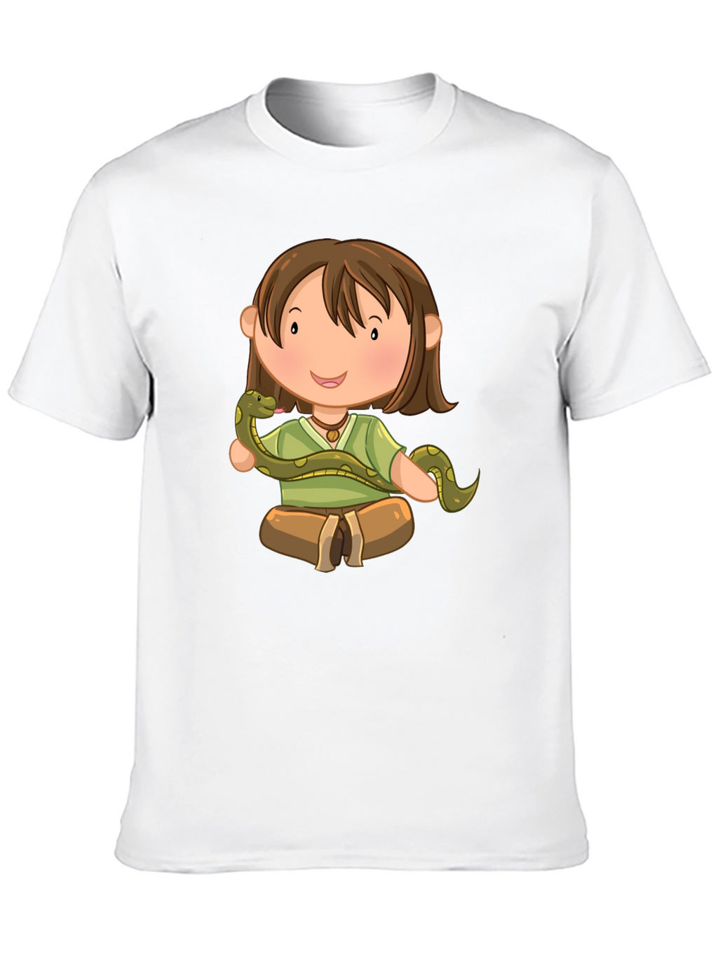 Cartoon Girl with Snake Black T-Shirt
