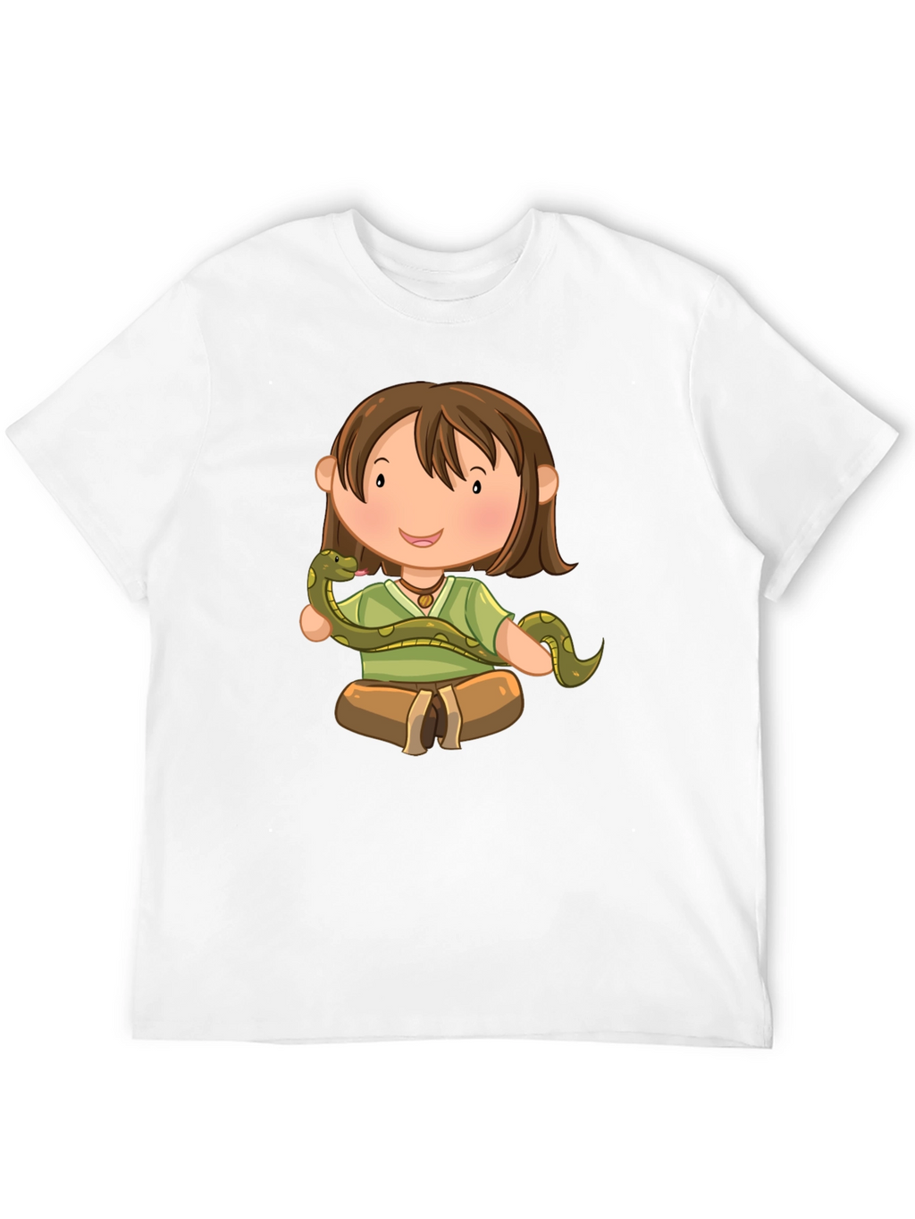 Cartoon Girl with Snake Black T-Shirt