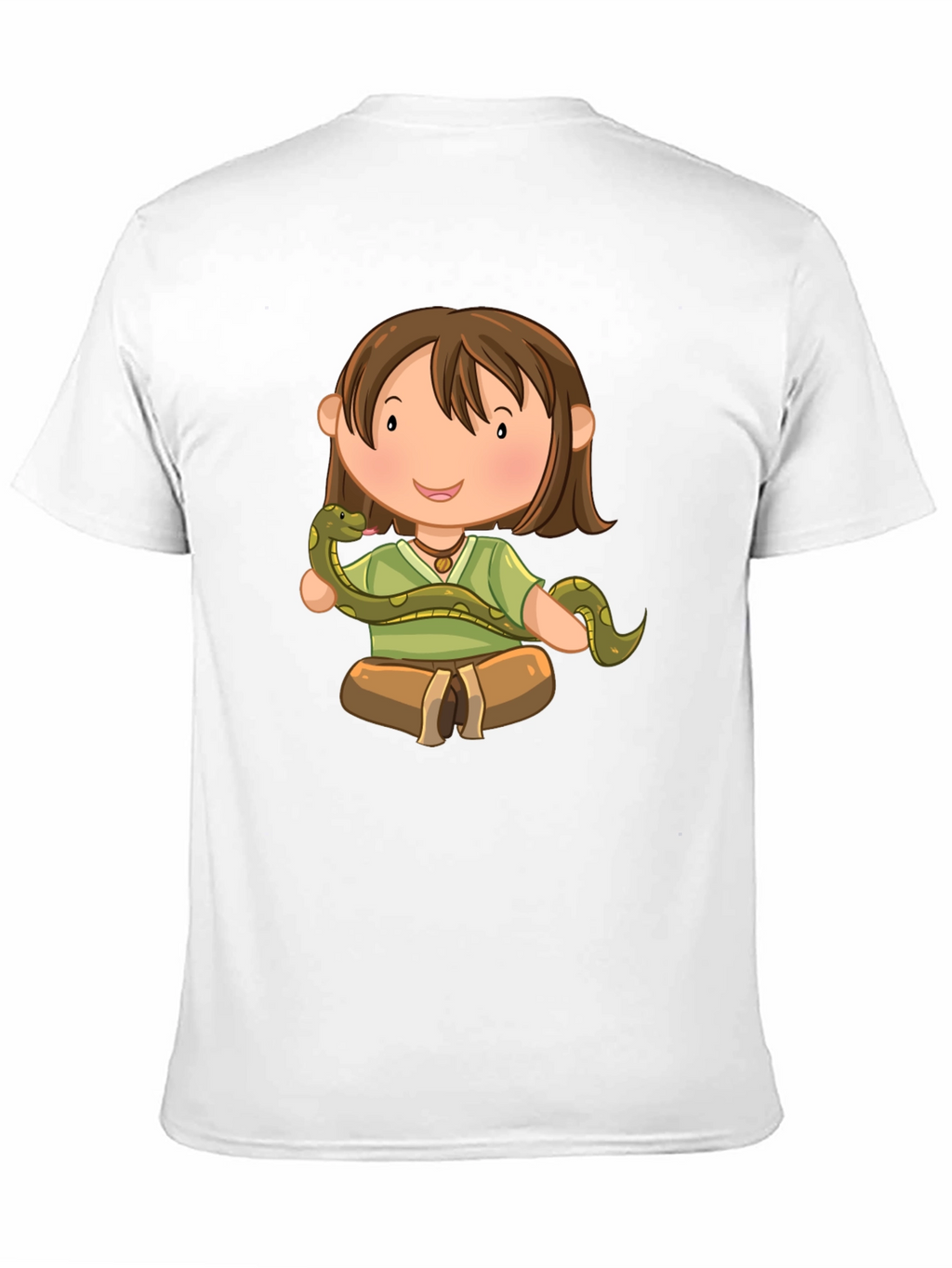 Cartoon Girl with Snake Black T-Shirt