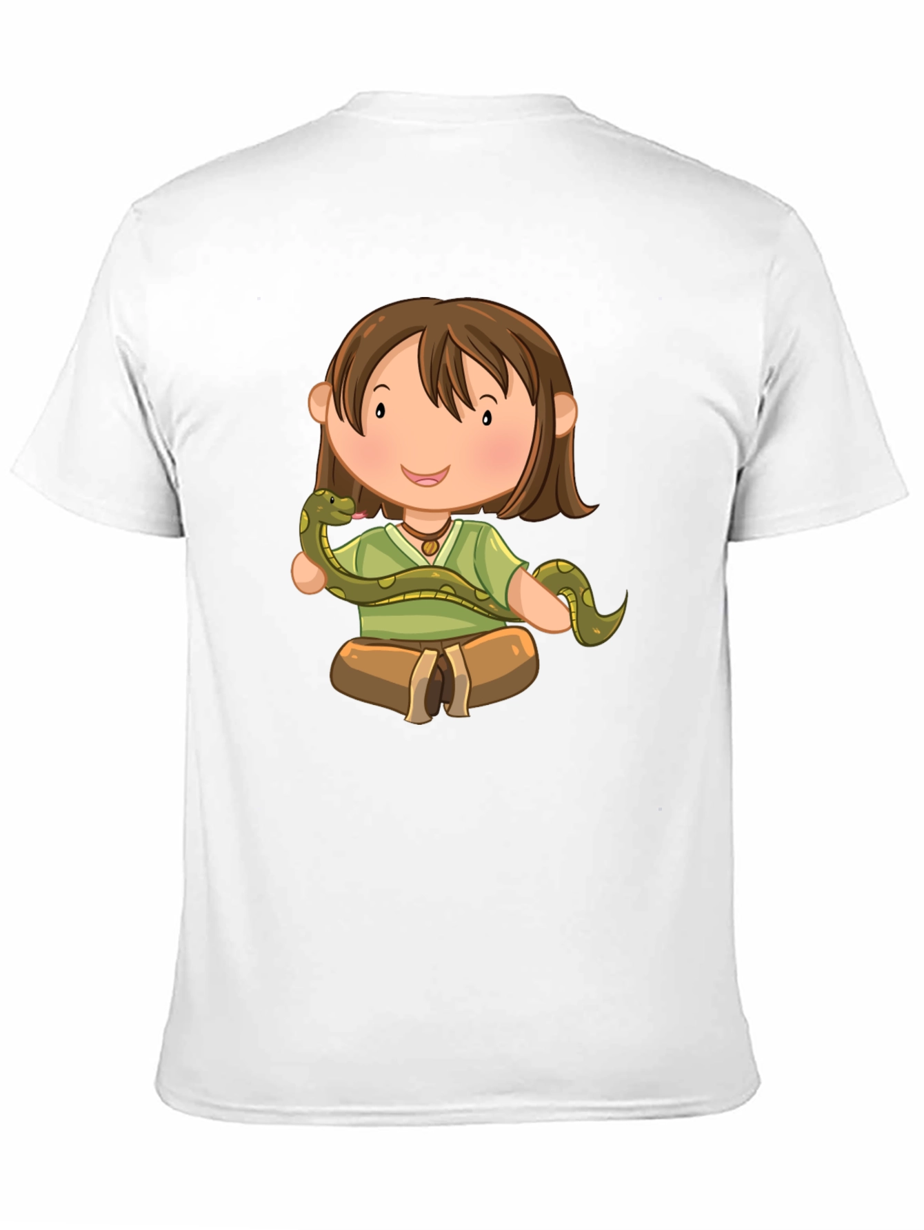 Cartoon Girl with Snake Black T-Shirt