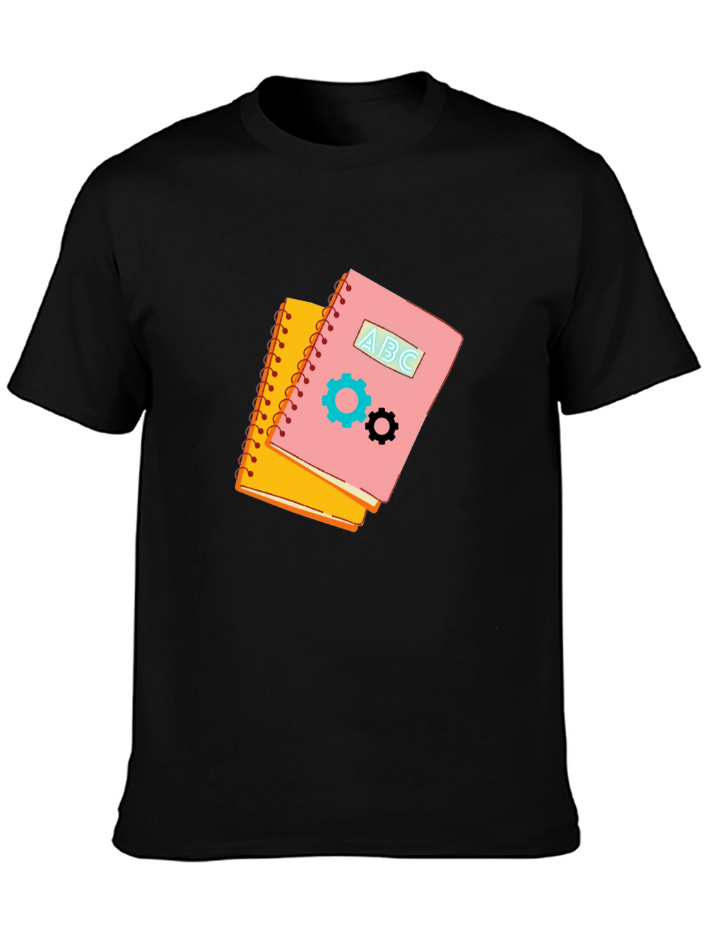 Notebook Gears Graphic Black Tee - Stylish & Unique