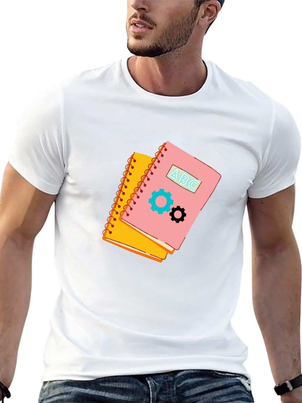 Notebook Gears Graphic Black Tee - Stylish & Unique