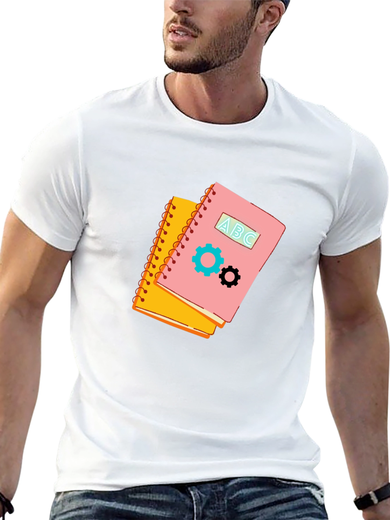 Notebook Gears Graphic Black Tee - Stylish & Unique