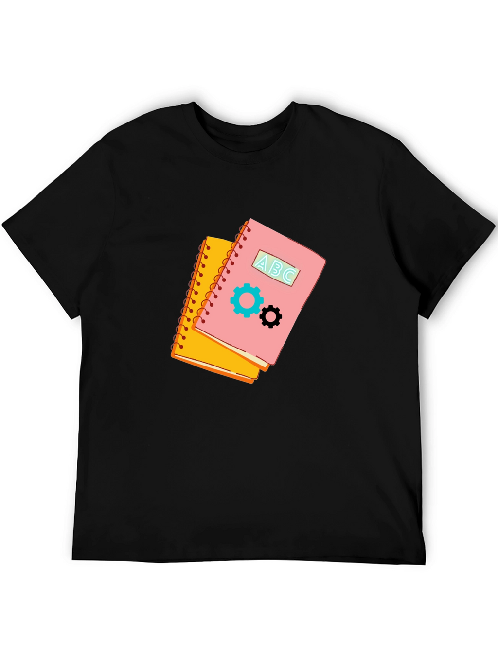 Notebook Gears Graphic Black Tee - Stylish & Unique