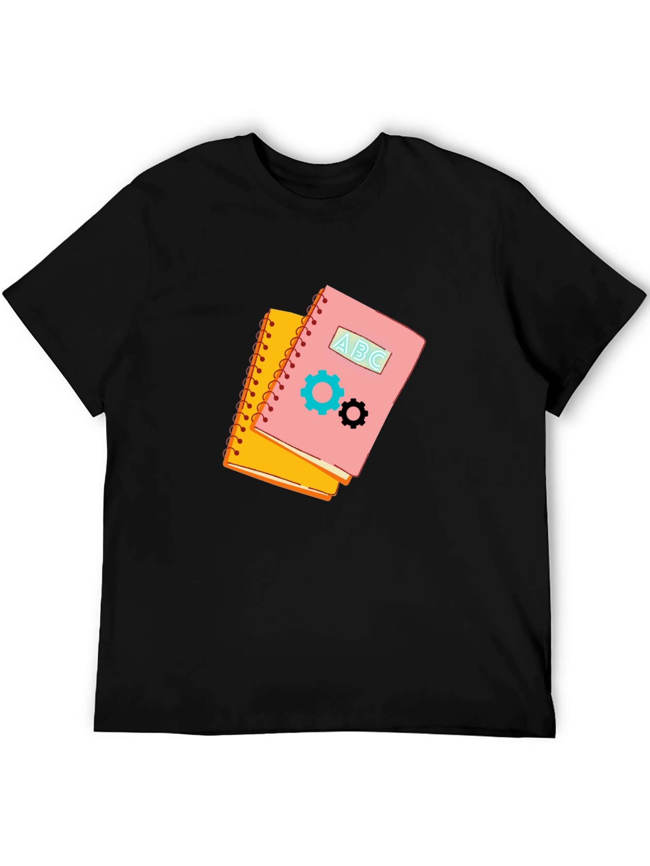Notebook Gears Graphic Black Tee - Stylish & Unique