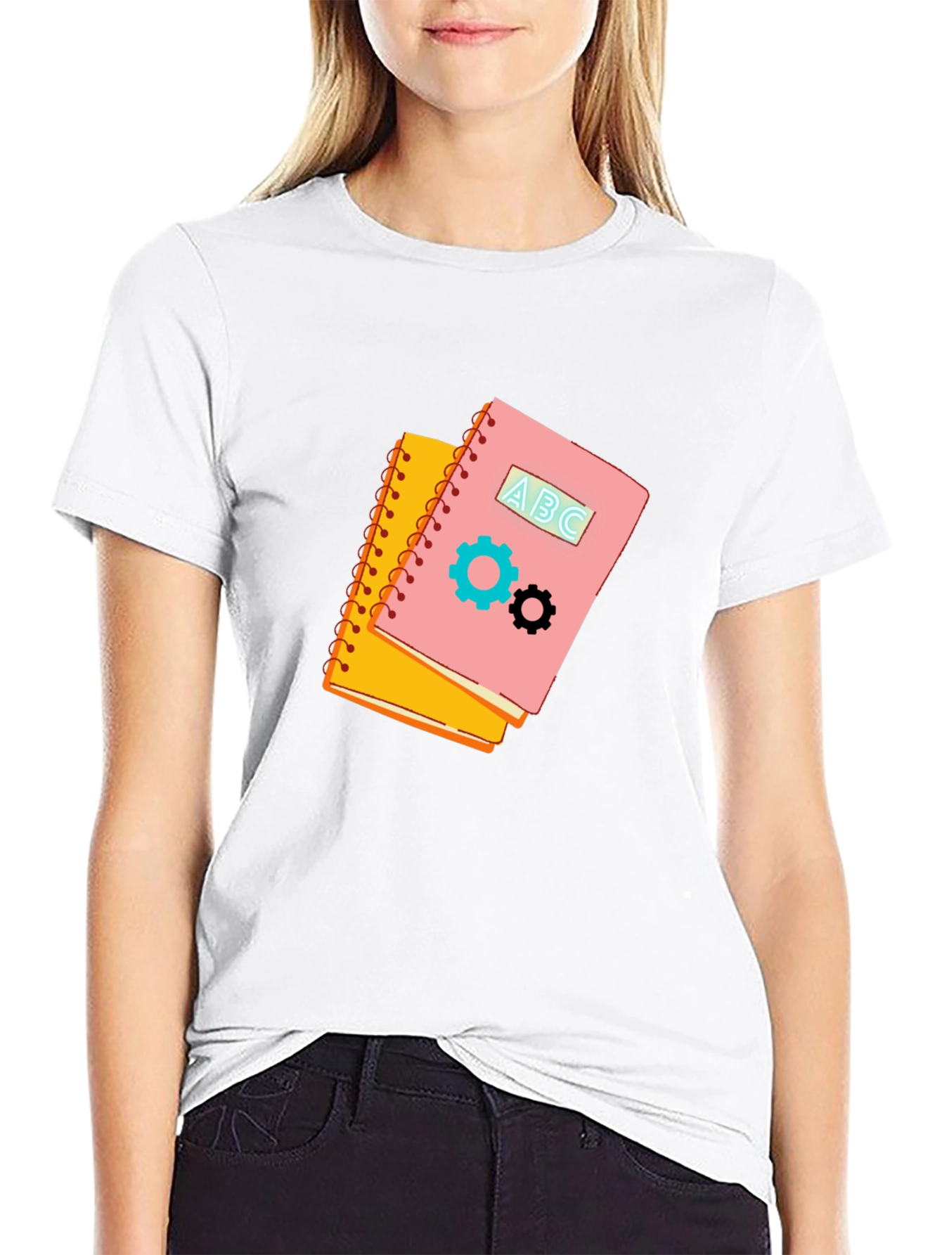 Notebook Gears Graphic Black Tee - Stylish & Unique