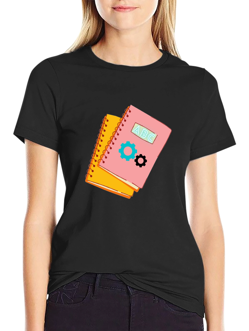 Notebook Gears Graphic Black Tee - Stylish & Unique